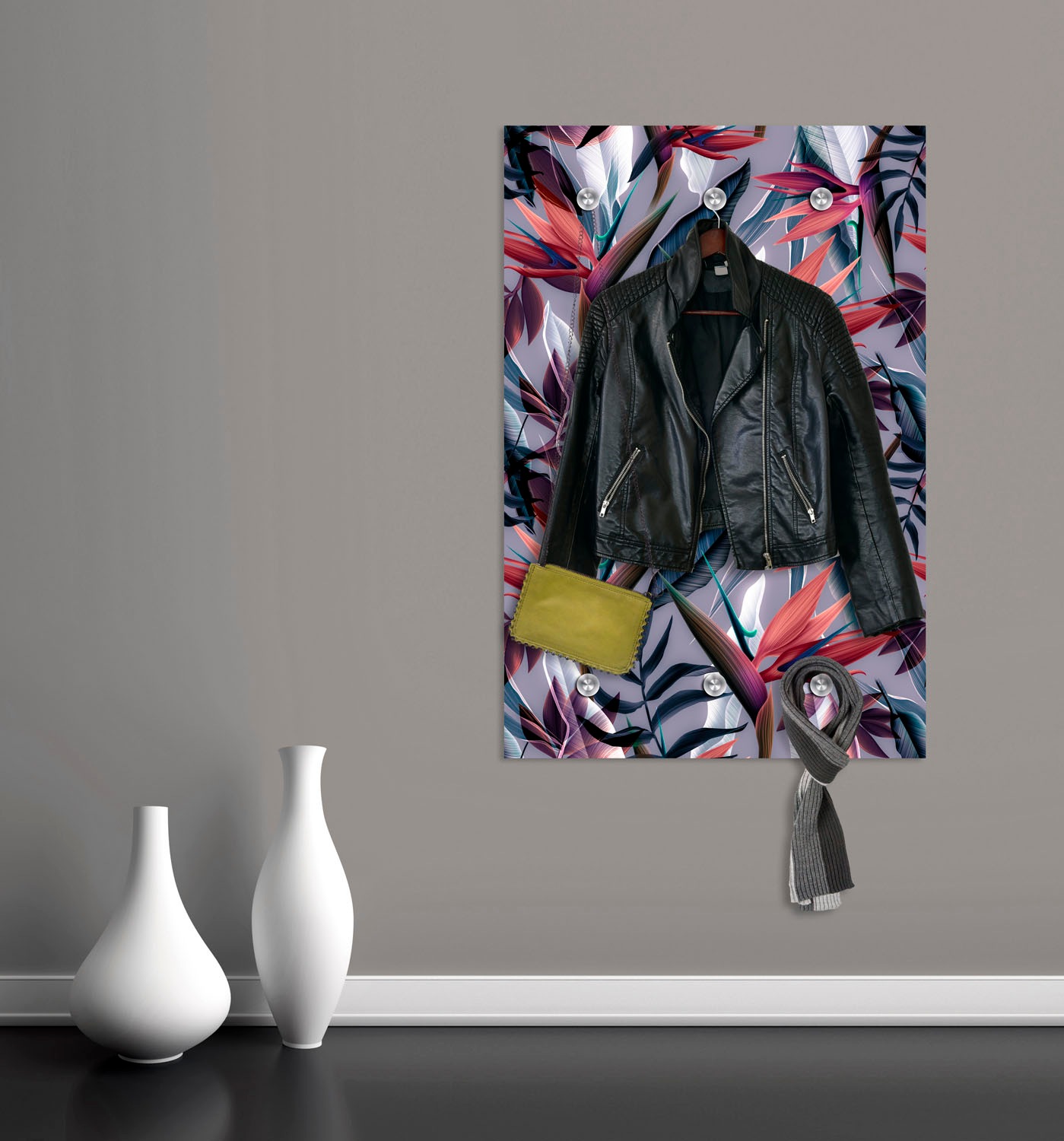 queence Garderobenleiste "Pflanzen" mit 6 Haken, 80 x 120 cm günstig online kaufen