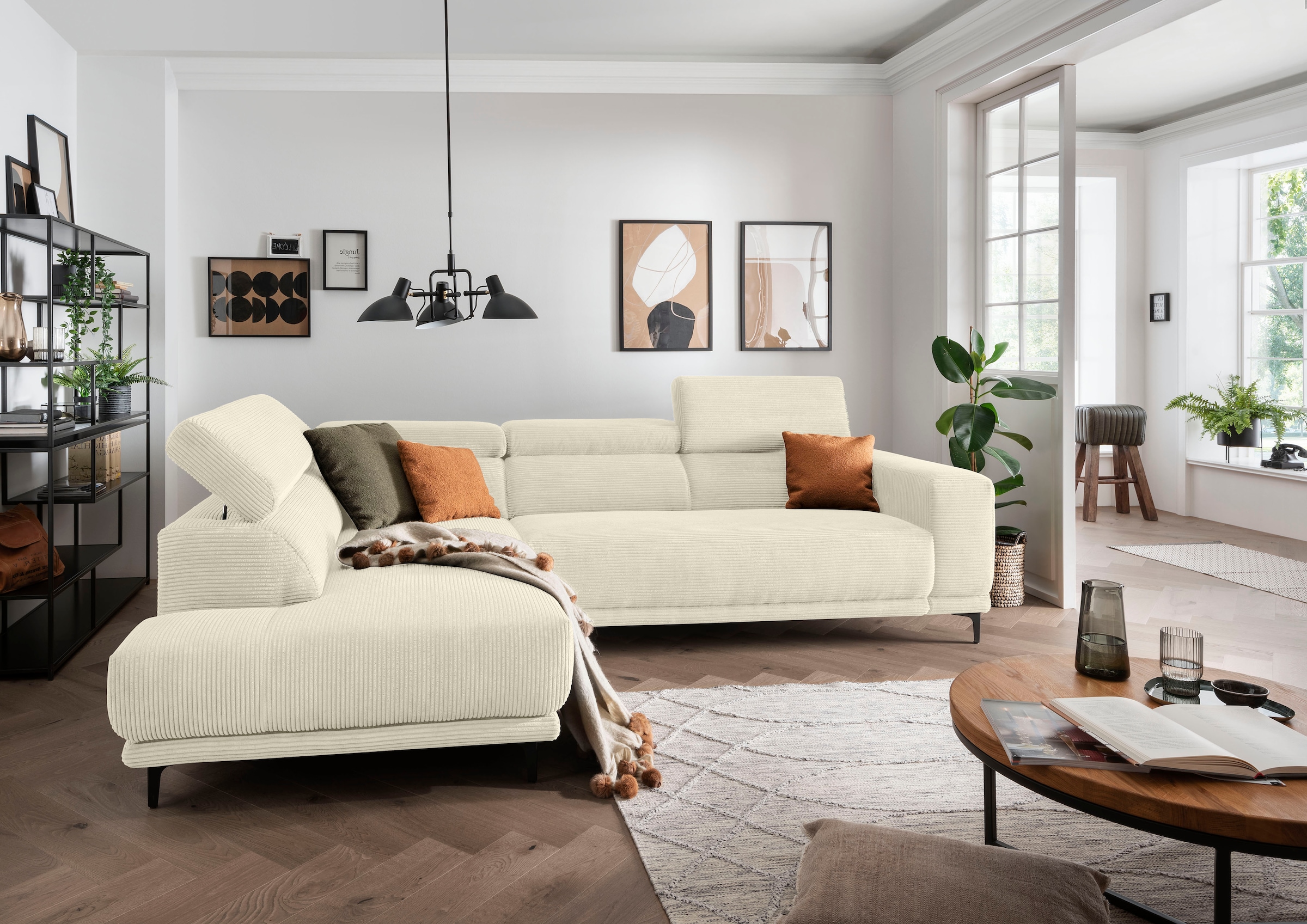 alina Ecksofa »Hikari«, wahlweise mit Sitzvorzug, in modernem Cordstoff, Breite 302 cm