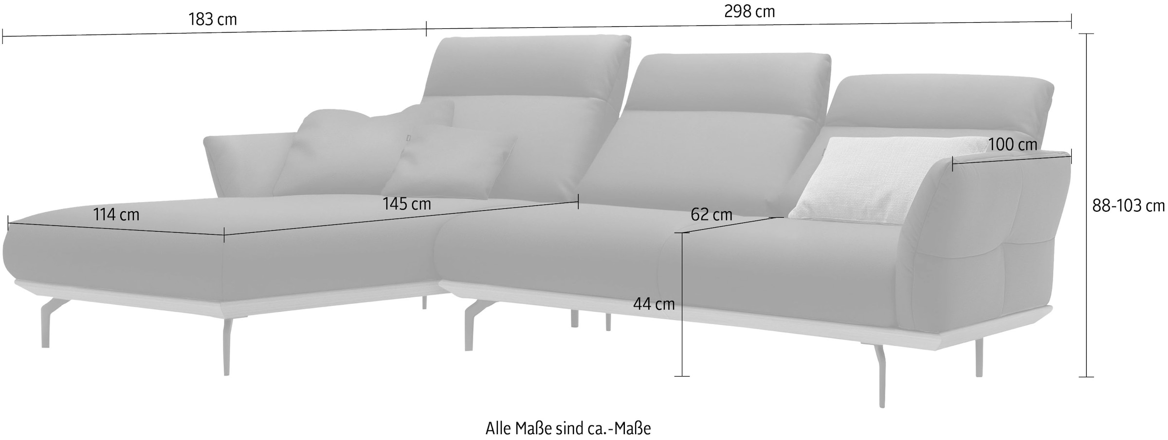 Creation BY ROLF BENZ Ecksofa »CR.460«, Sockel in Nussbaum, Winkelfüße in Umbragrau, Breite 298 cm