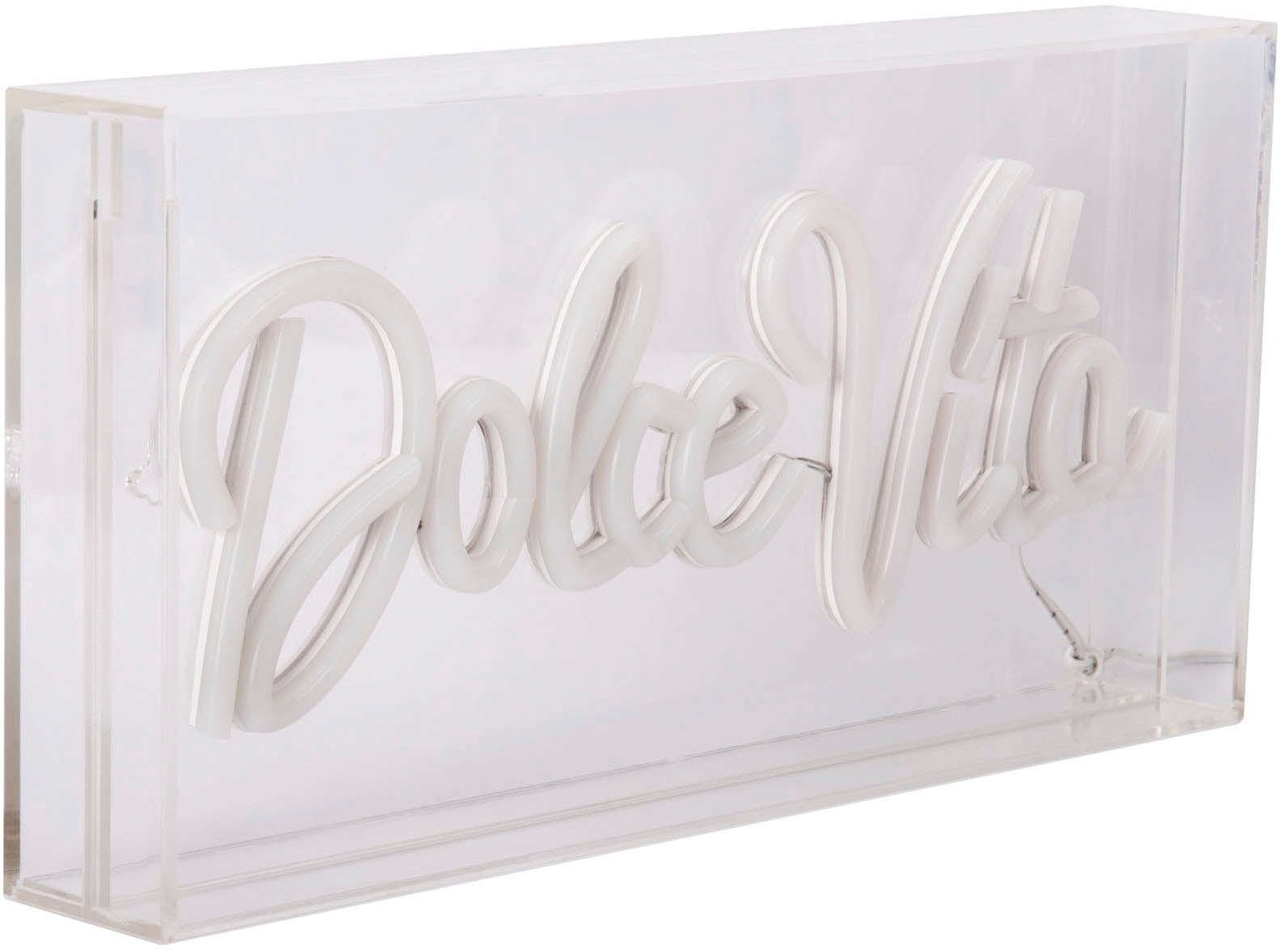 näve LED Dekolicht »DOLCE VITA«, 1 flammig, Leuchtmittel LED-Modul | LED fest integriert, Schriftzug beleuchtet blau rot, Tisch- Wandfunktion, transparent, USB