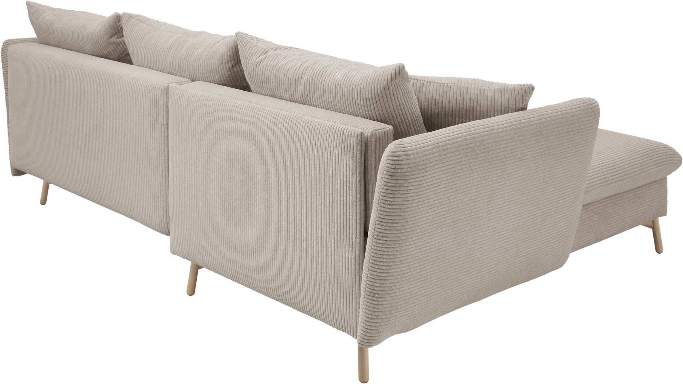 andas Ecksofa »MERLE, 258 cm, L-Form, traumhafter Cord,«, mit Bettfunktion und Bettkasten, Liegefläche 224 x 139