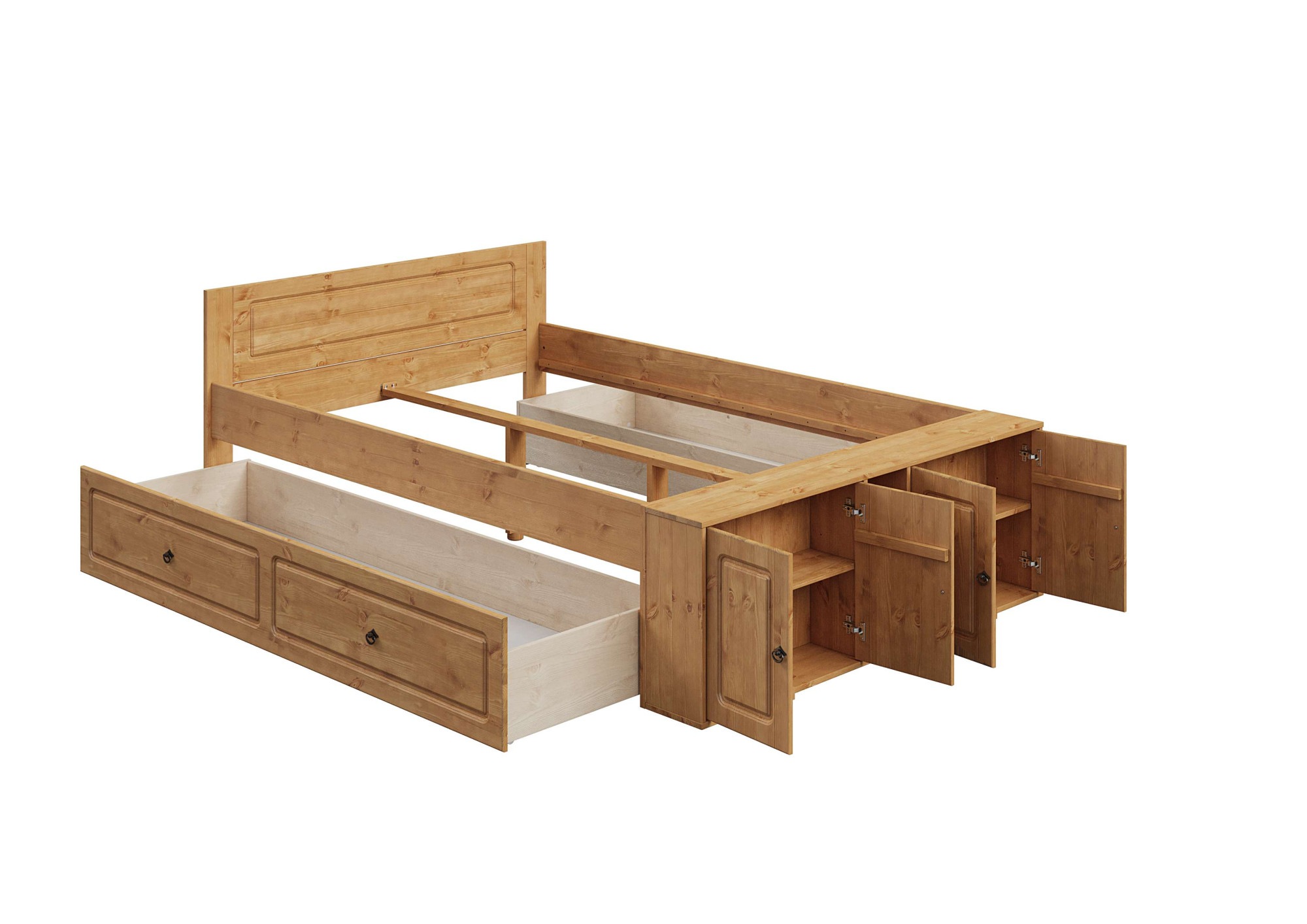 OTTO home Massivholzbett »Paula, Bett, Stauraumbett, Holzbett, Bettgestell« (B/T/H: 148,8/224,4/82 cm,  aus massiver Kiefer, extra viel Stauraum im Fußteil, FSC®-zertifiziert