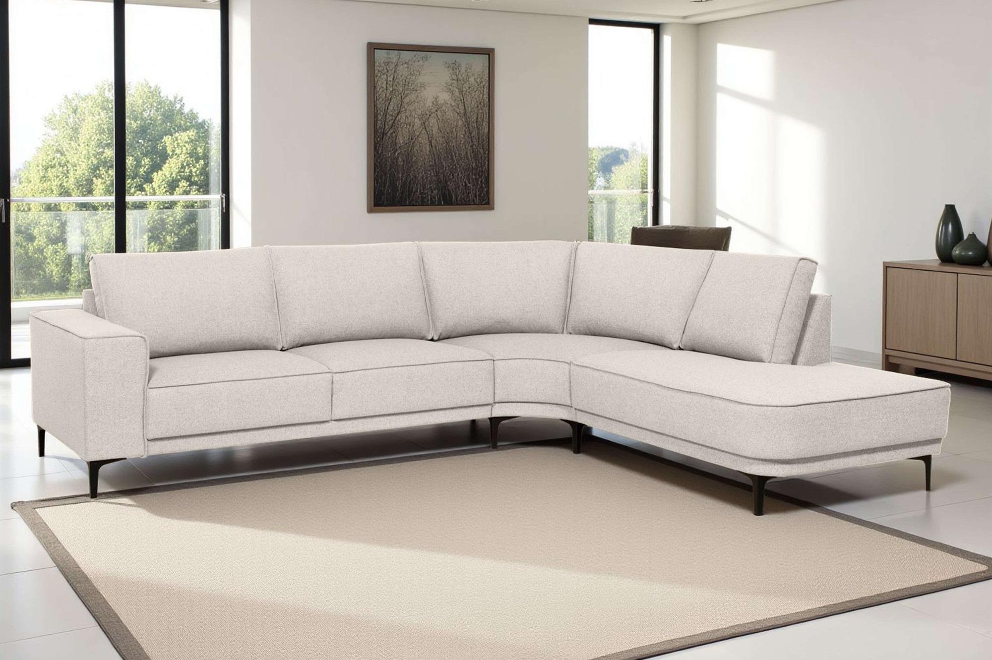 Places of Style Ecksofa »Casina«, mit abgerundeter Ottomane, in einem weichen Chenille-Stoff