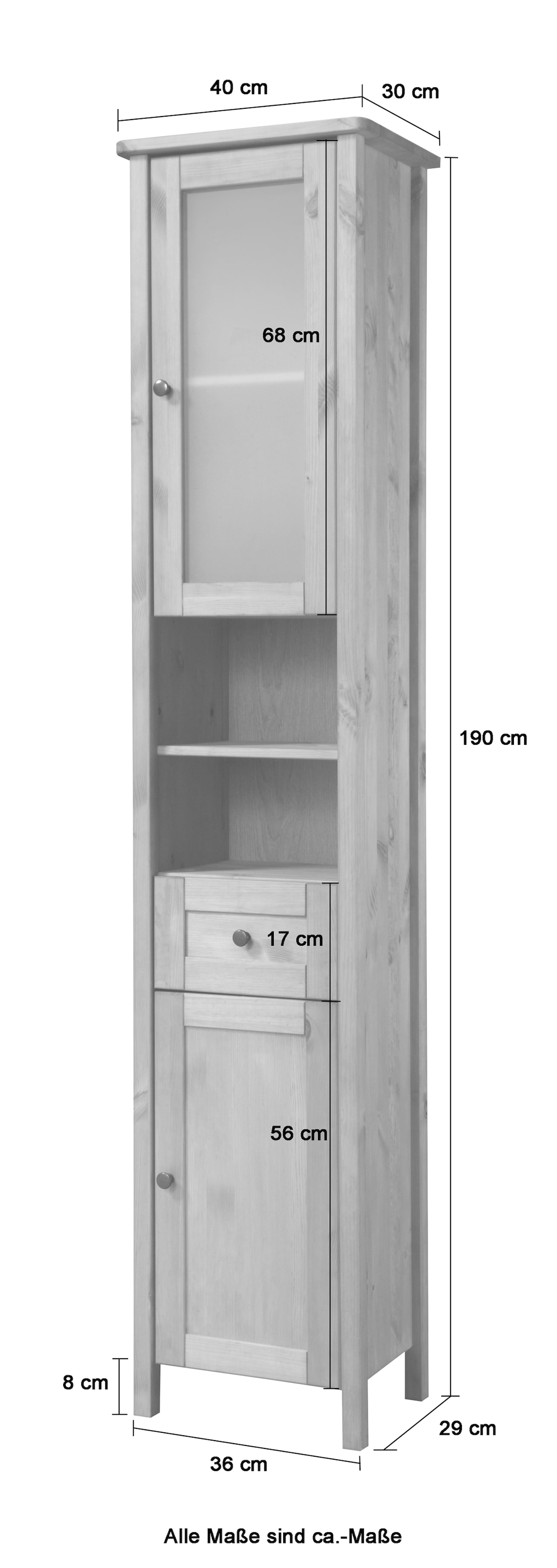 welltime Hochschrank »Sylt«, Badmöbel im Landhaus-Stil, Breite 40 cm, aus  Massivholz bestellen | BAUR