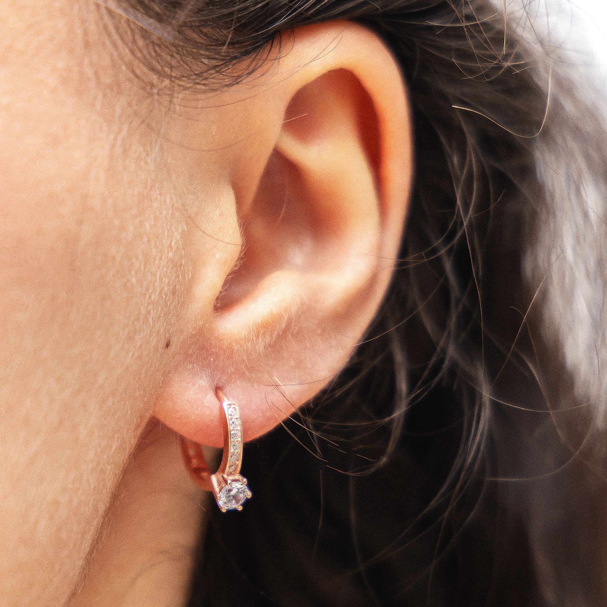 dKeniz Paar Creolen »925/- Sterling Silber rosévergoldet Solitär«