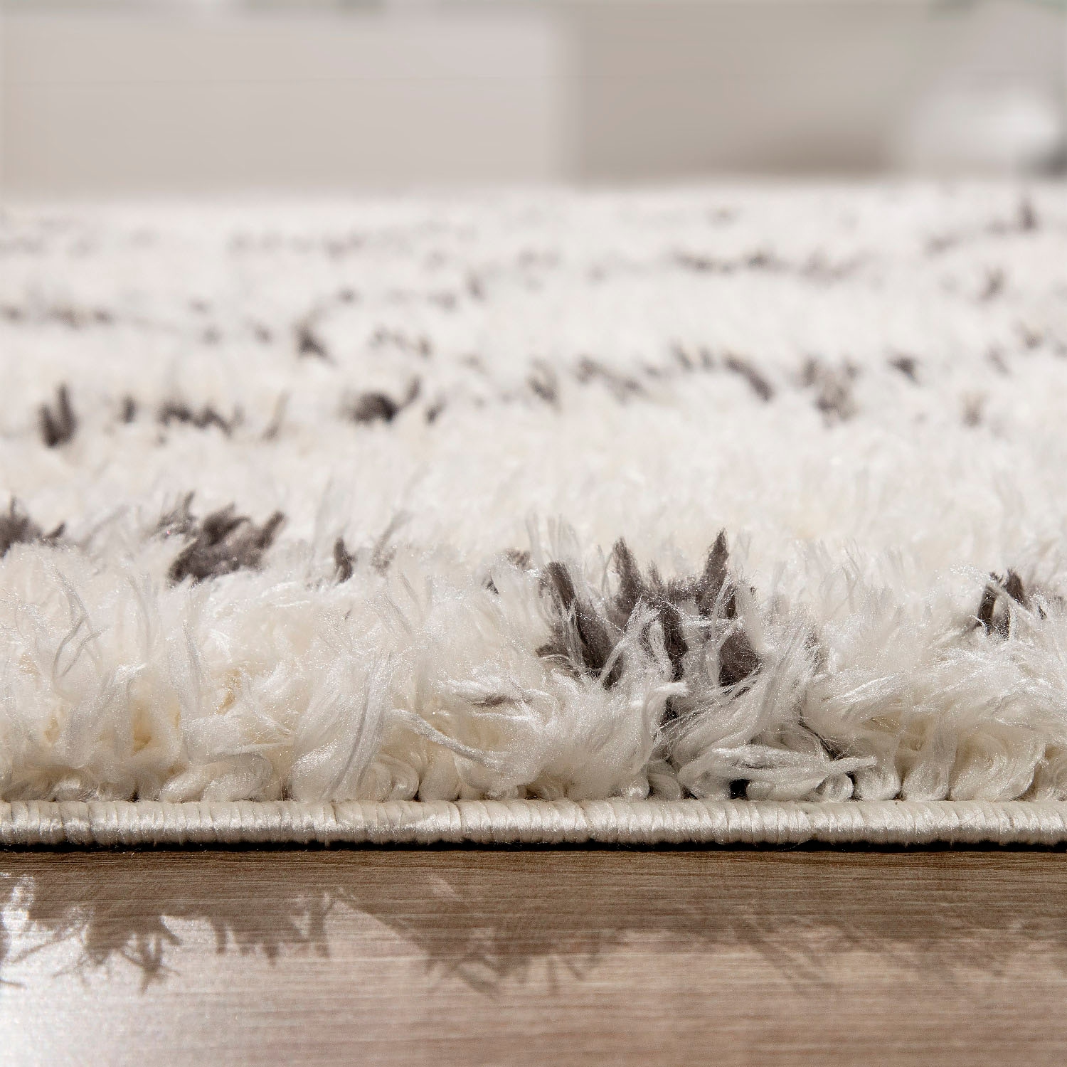 Paco Home Hochflor-Teppich »Orebro 170«, rechteckig, 44 mm Höhe, modernes Rauten Muster, besonders weich & kuschelig, mit Fransen