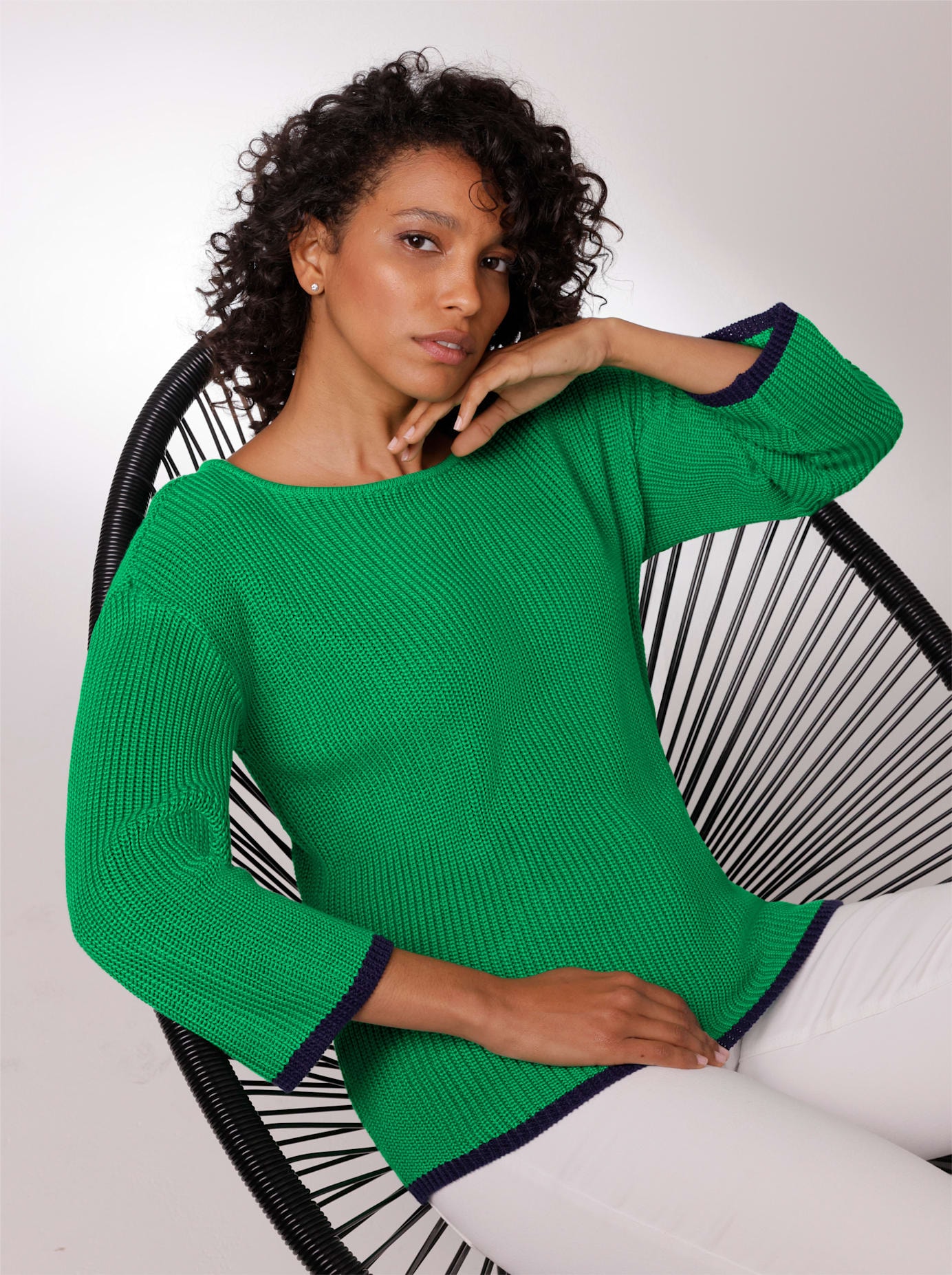 CREATION L PREMIUM 3/4 Arm-Pullover "Lyocell-Baumwoll-Pullover" günstig online kaufen