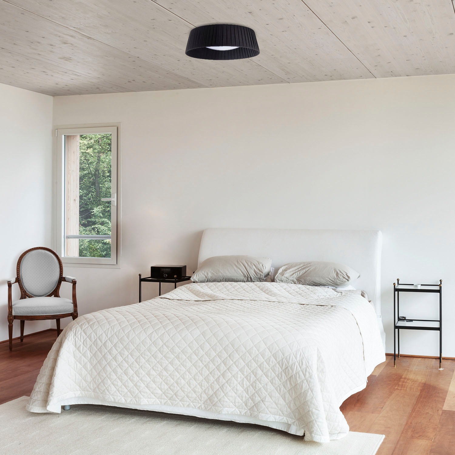Paco Home Deckenleuchte »TARTE«, Leuchtmittel E27 | ohne Leuchtmittel, Rund Büroleuchte 2 x E27 Textilschirm Modern Geschlossen Unifarben