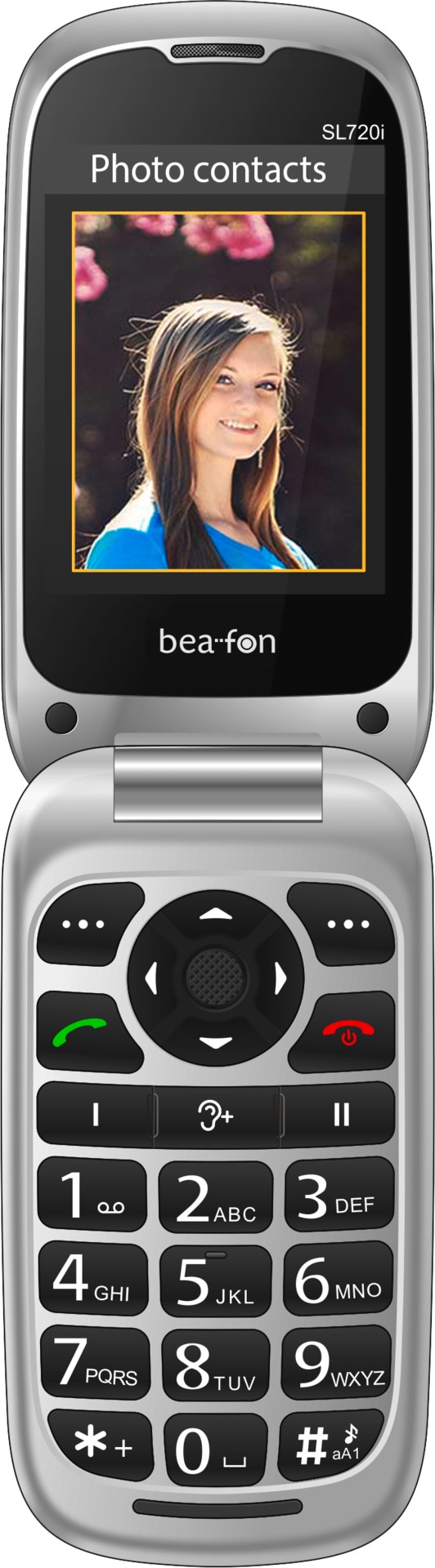 Beafon Klapphandy »SL720i«, Schwarz/Silber