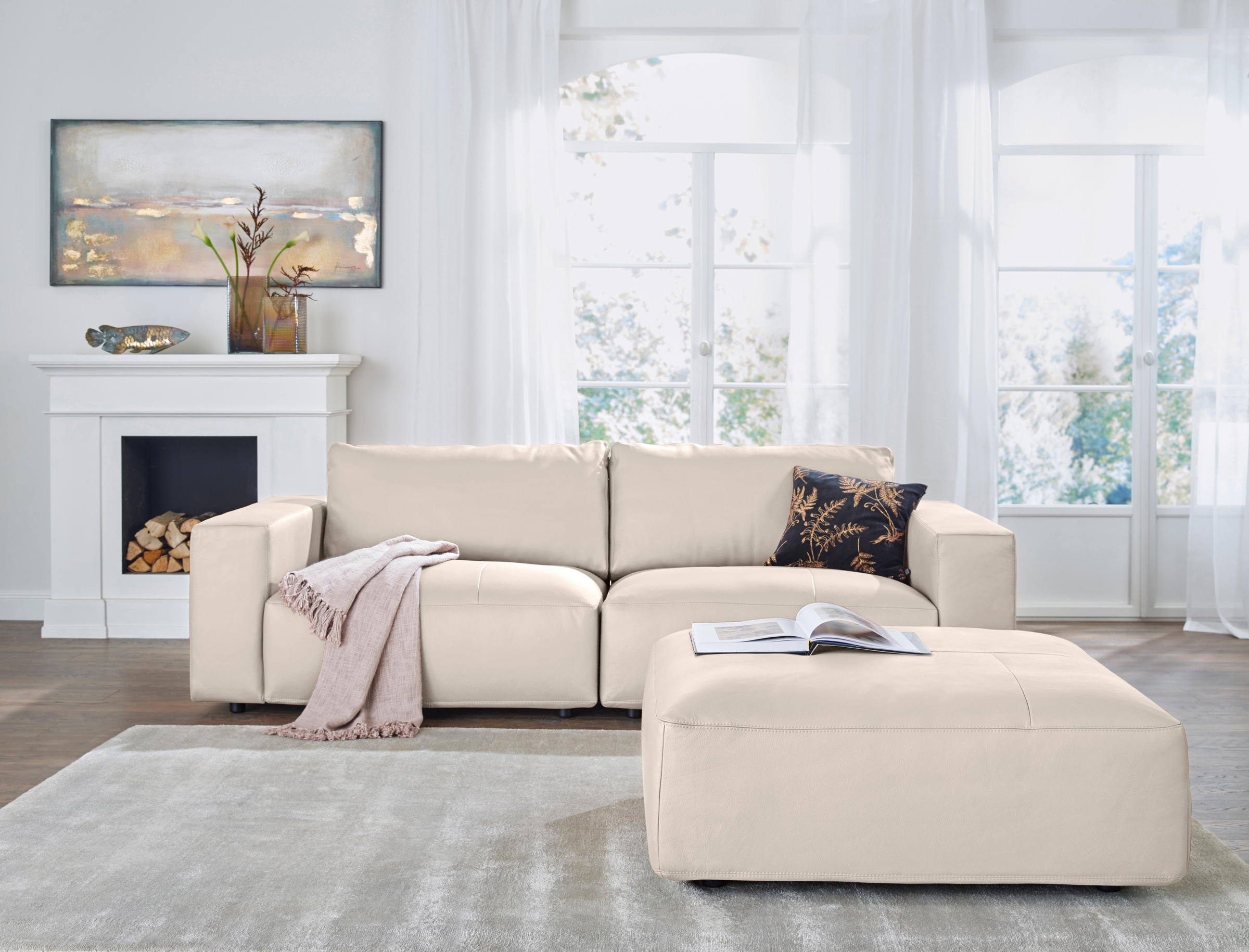 Musterring LUCIA Upholstered Ottoman Beige 120cm 7