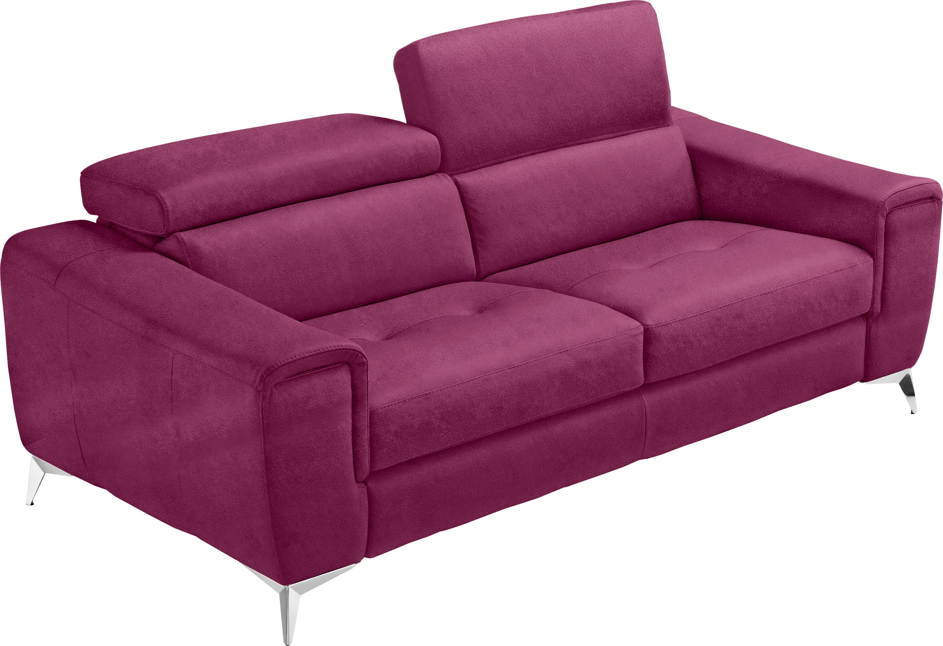 Egoitaliano Schlafsofa "Francine Designsofa, Loungesofa mit Dauerschlaffunktion, Breite 233 cm" mit Bettfunktion, Luxus-Microfaser BLUSH, fuchsia, Fußfarbe chrom