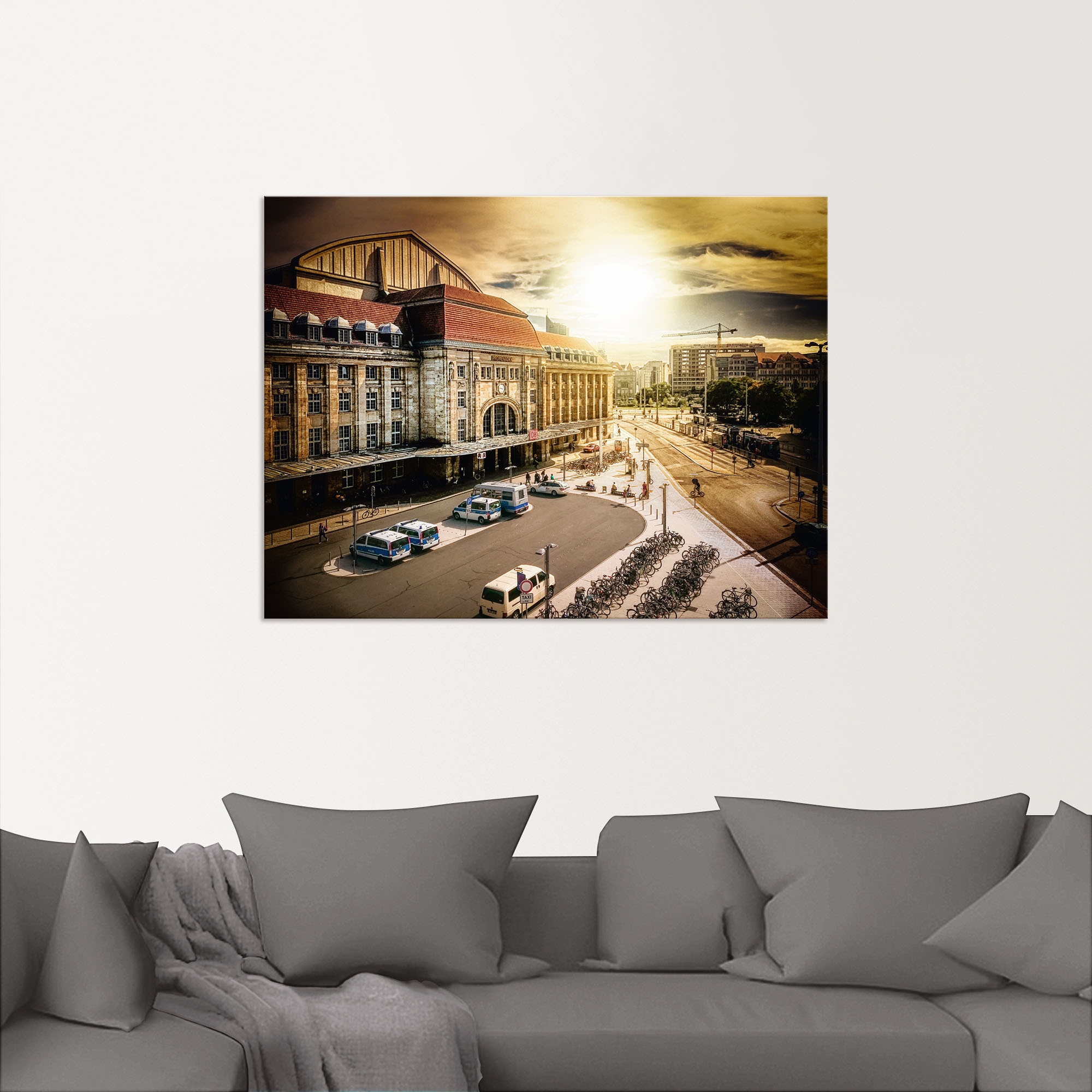 Artland Wandbild »Hauptbahnhof Leipzig im Sonnenuntergang«, Gebäude, (1 St.), als Alubild, Leinwandbild, Wandaufkleber oder Poster in versch. Größen