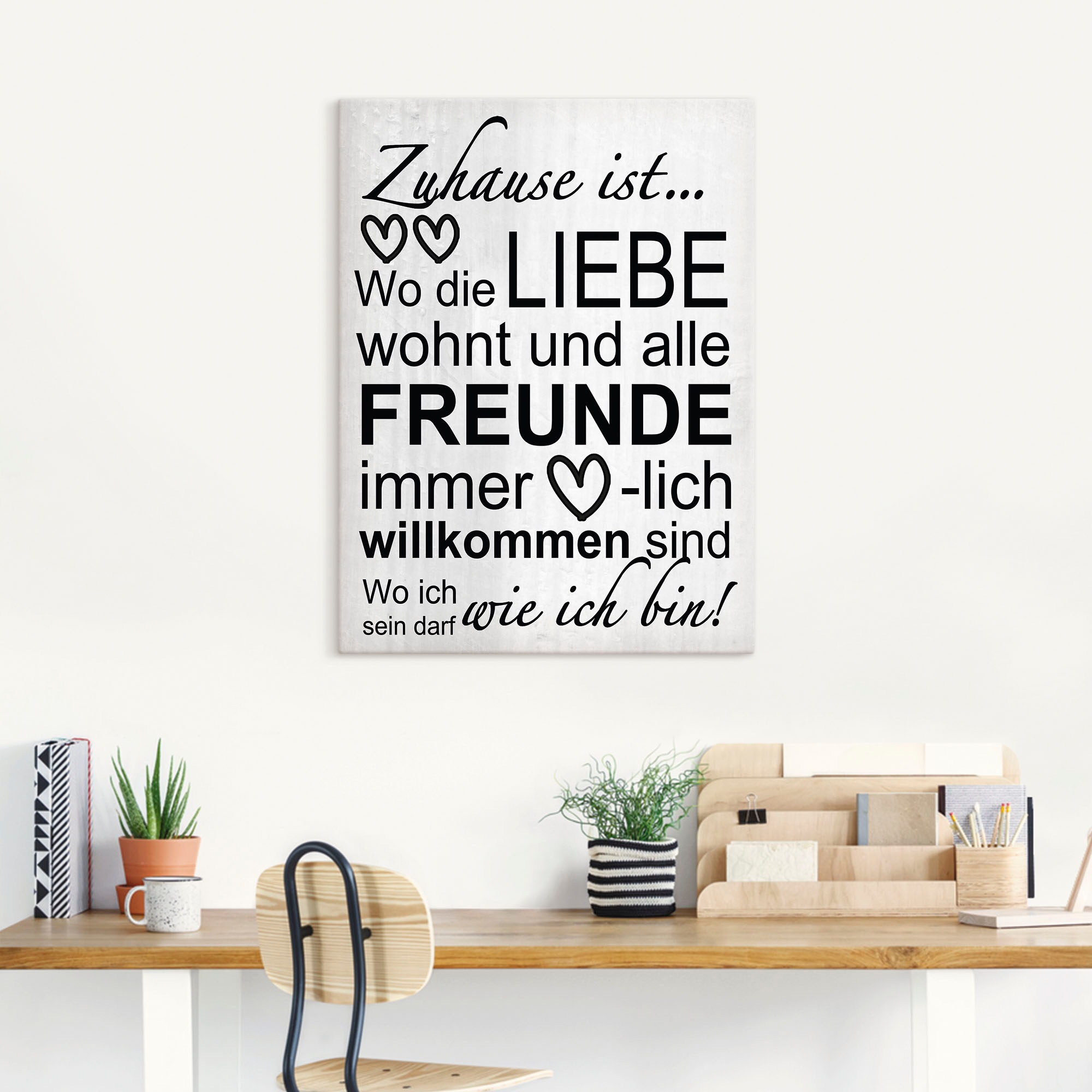 Artland Wandbild "Wo die Liebe wohnt" Sprüche & Texte 1 Stk. tlg. als Leinw günstig online kaufen