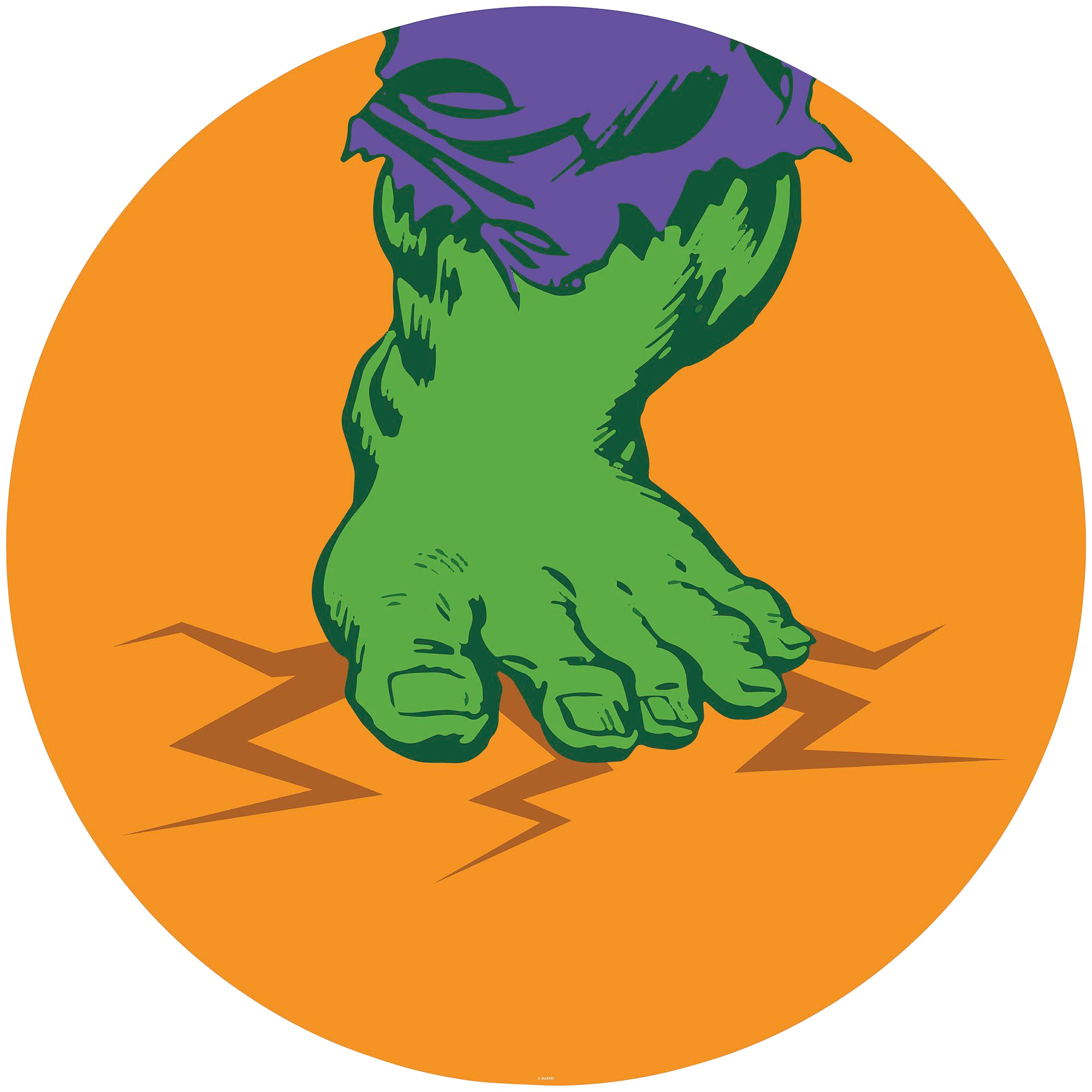 Komar Fototapete »Avengers Hulk's Foot Pop Art«, 125x125 cm (Breite x Höhe), rund und selbstklebend