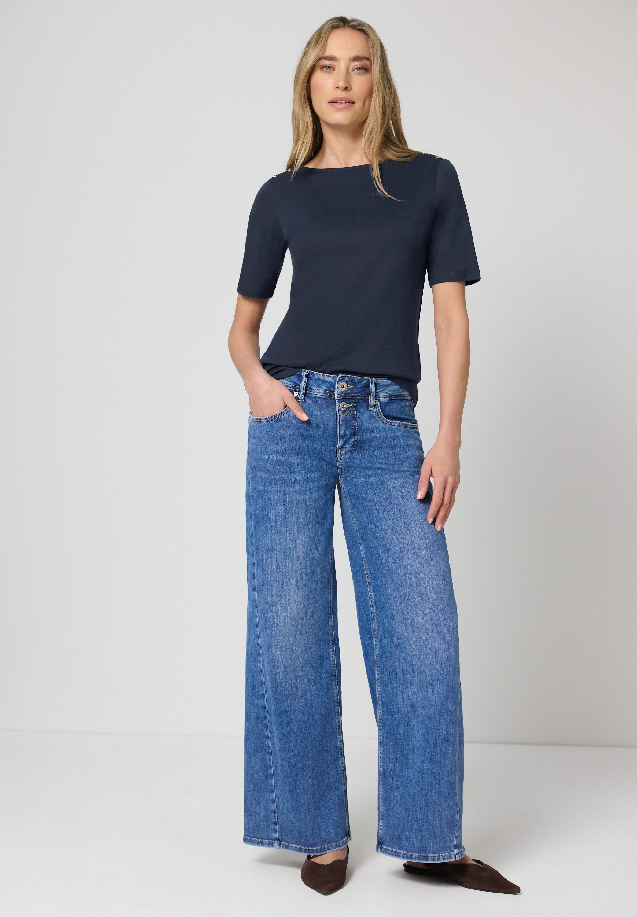 STREET ONE T-Shirt aus Jersey in Unifarbe