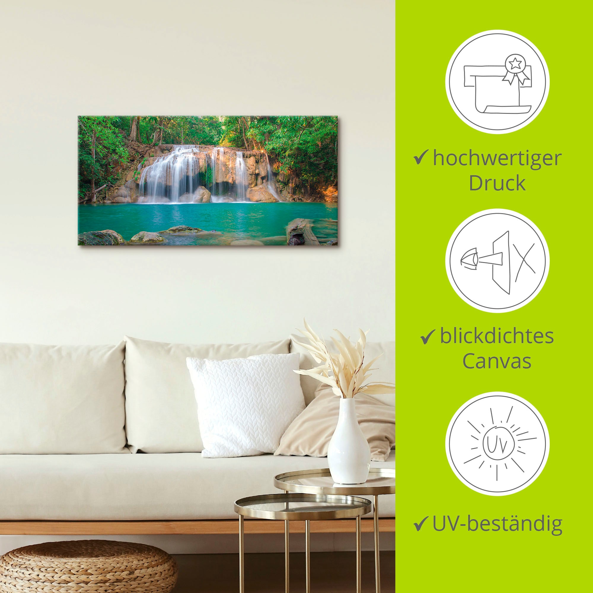 Artland Leinwandbild »Wasserfall im Wald National Park«, Gewässer, (1 St.), auf Keilrahmen gespannt
