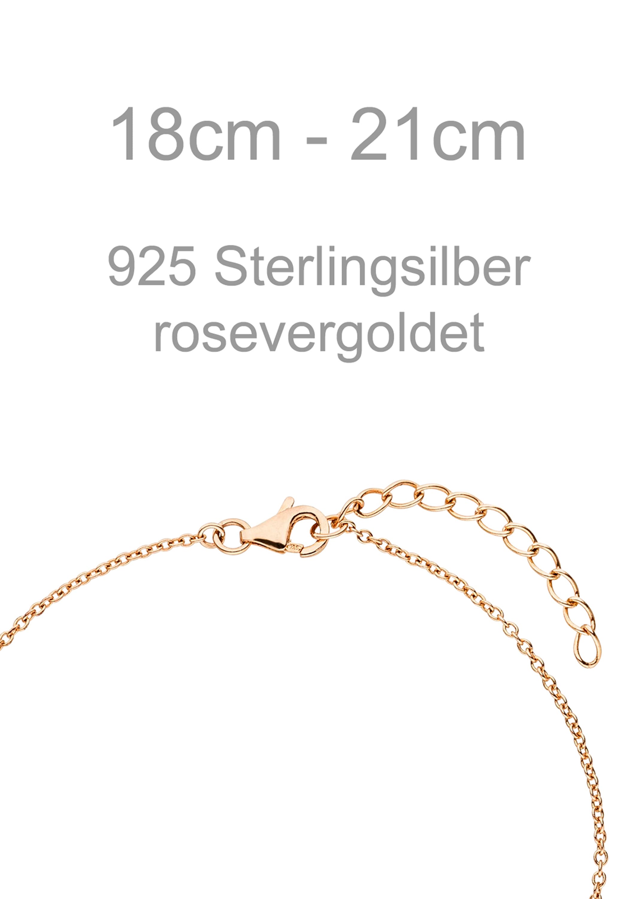 JOBO Armband 925 Silber roségold vergoldet mit 52 Zirkonia 21 cm