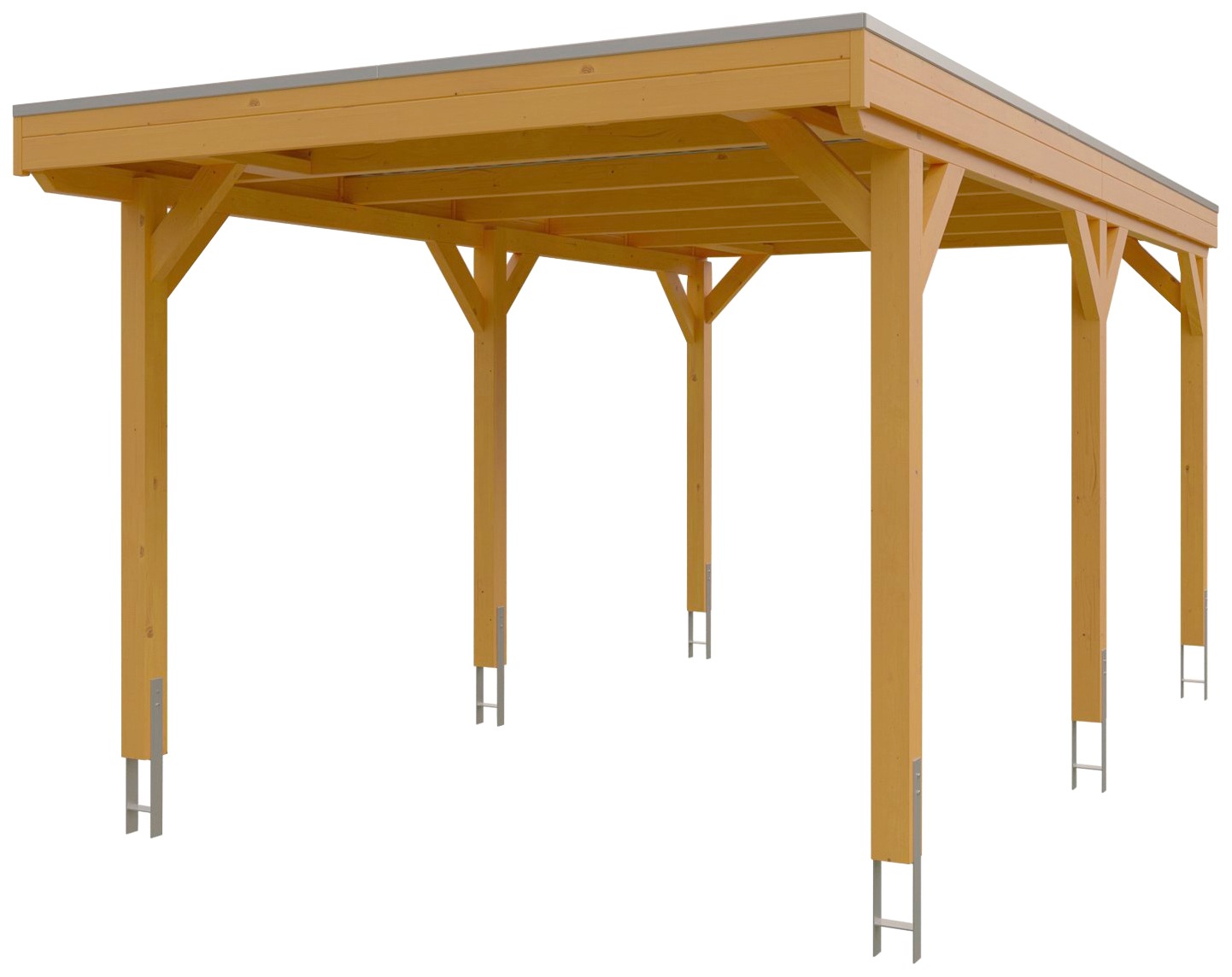 Skanholz Einzelcarport »Grunewald«, Leimholz-Nordisches Fichtenholz, hellbraun, mit Aluminiumdach