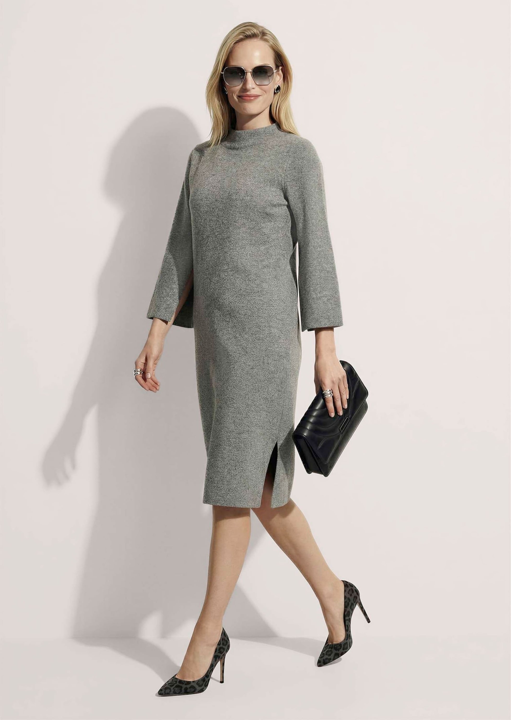 MADELEINE Strickkleid »Strickkleid Halbarm Kaschmir-Strickkleid in Midilänge« Feminines Strickkleid mit Seitenschlitz