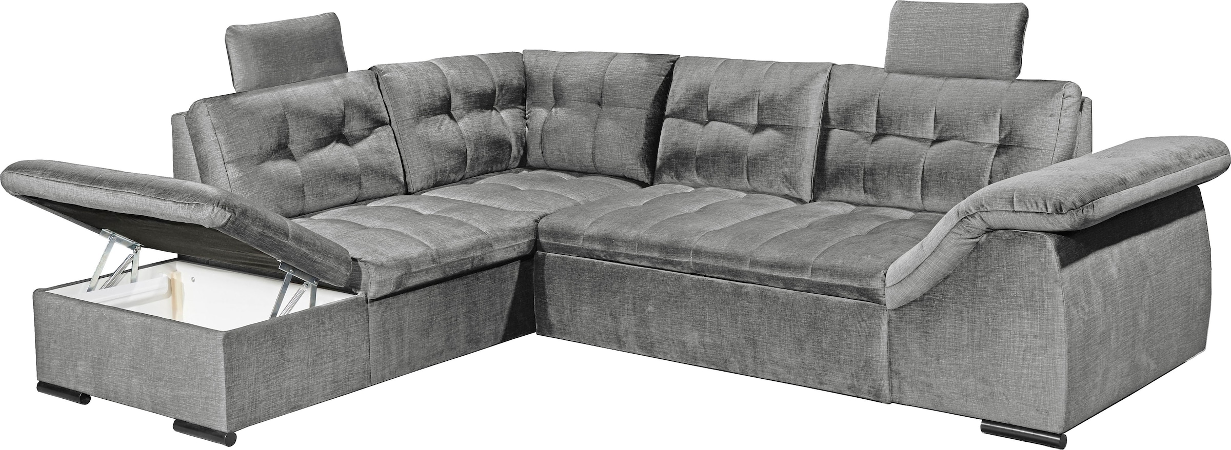 ED EXCITING DESIGN Ecksofa »Estrella L-Form«, mit Bettfunktion, Bettkasten, Armteilverstellung & Kopfstützen