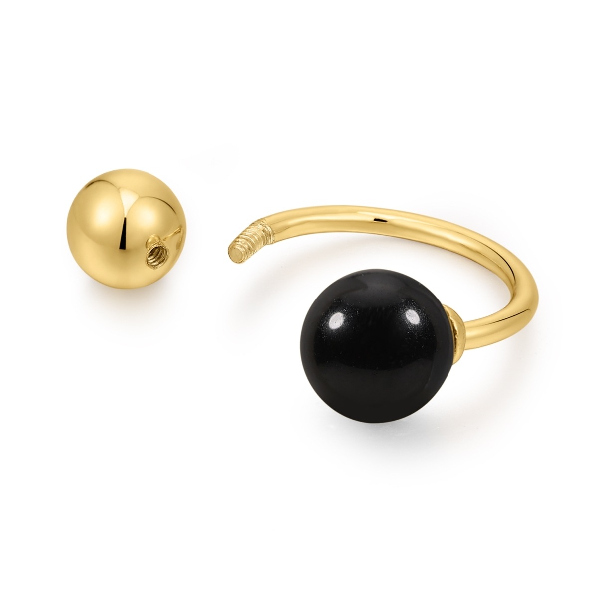 Single-Ohrstecker GLANZSTÜCKE MÜNCHEN "GSM4007", gelbgold, schwarz, Ohrringe, Damen, 12,7,mit Steinen, mit Achat 2