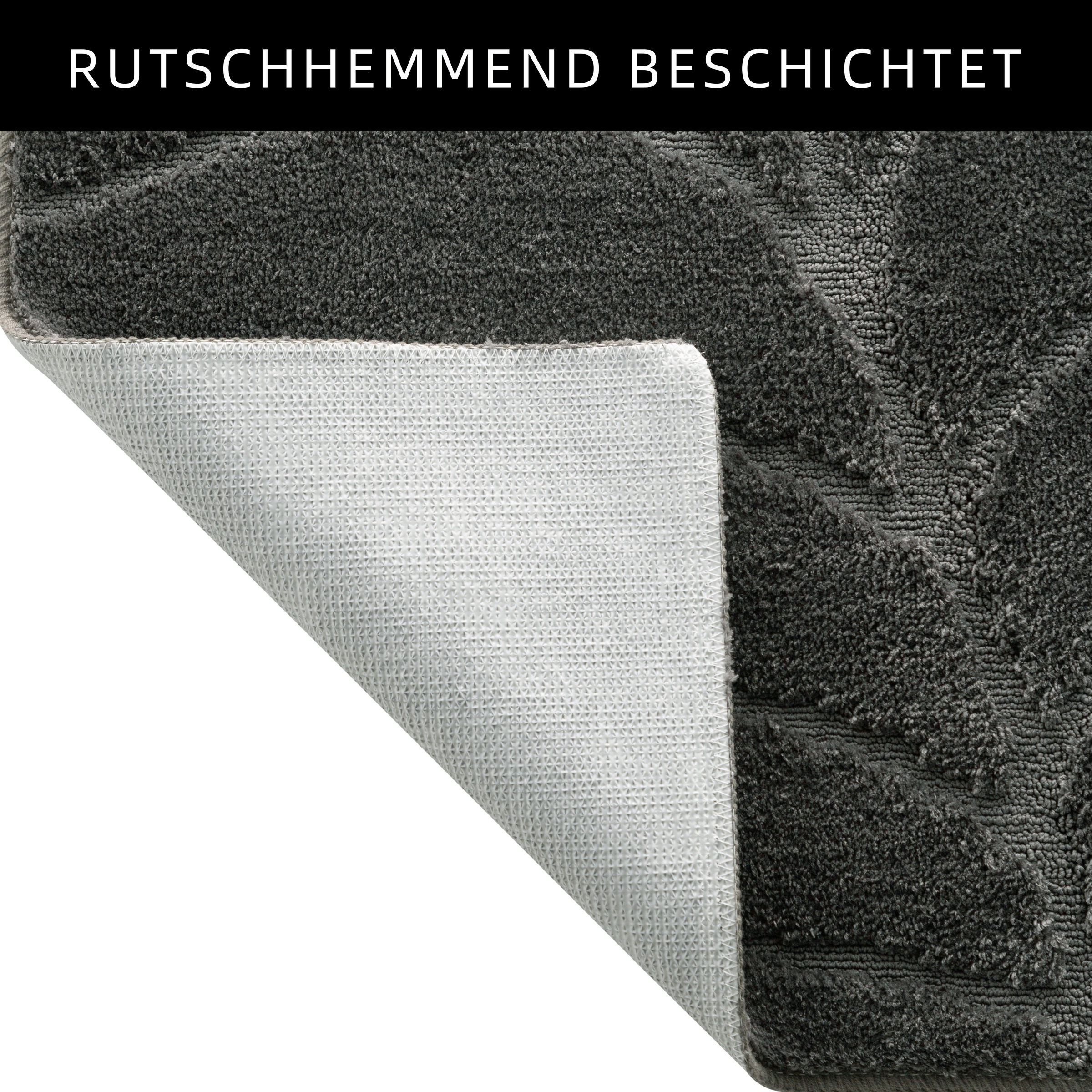 my home Badematte »Epense, Badvorleger, Badezimmer Teppich, Duschvorleger«, fußbodenheizungsgeeignet-schnell trocknend, Badteppich, Uni Farben, Blätter, Hoch-Tief Effekt