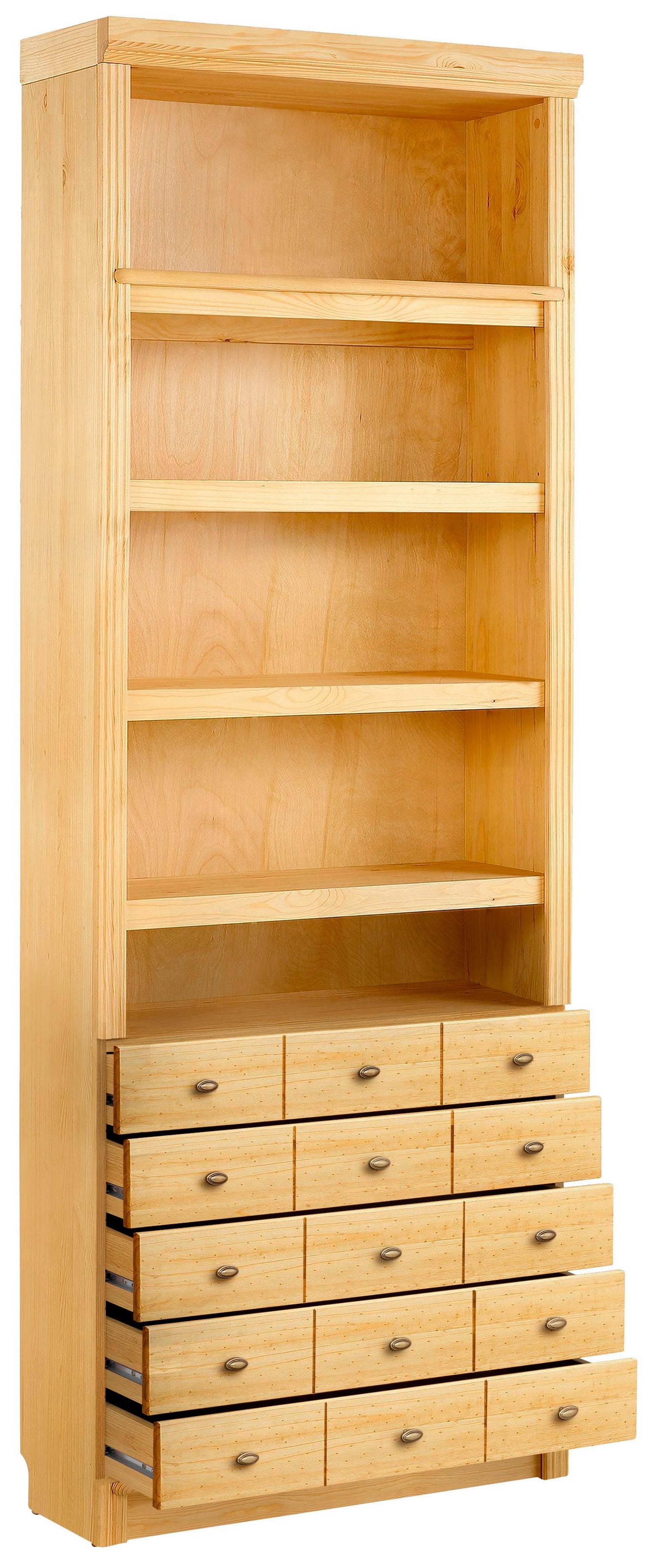 Home affaire Bücherregal »Soeren«, aus massiver Kiefer, in 2 Höhen, Tiefe 29 cm, mit 5 Schubkästen