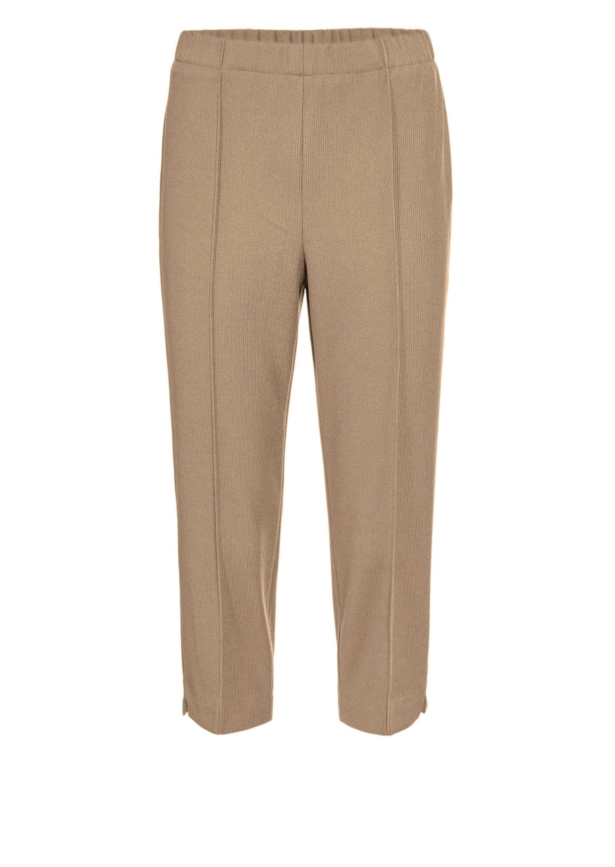 Caprihose GOLDNER "Trageangenehme 7/8-Rippenhose", Damen, Gr. 46, N-Gr, beige (sand), Obermaterial: 100% Polyester COOLMAX PES(Coolmax)., Hosen Caprihose
