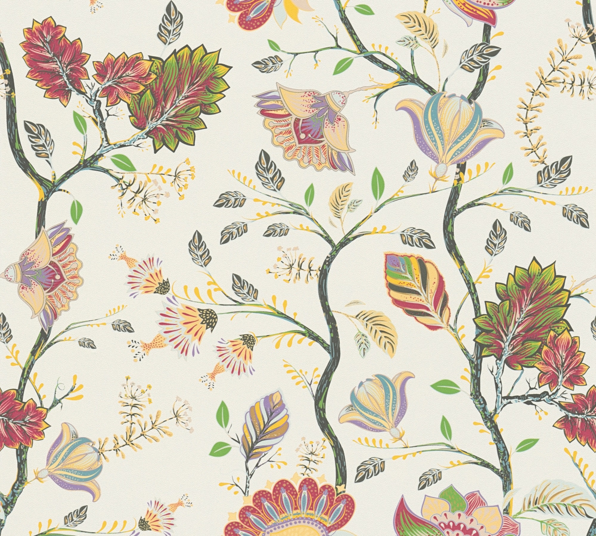 A.S. Création Vliestapete »Bunte Floral« geblümt leicht strukturiert Vliestapete floral Blumen Landhaus, Bunt und Creme