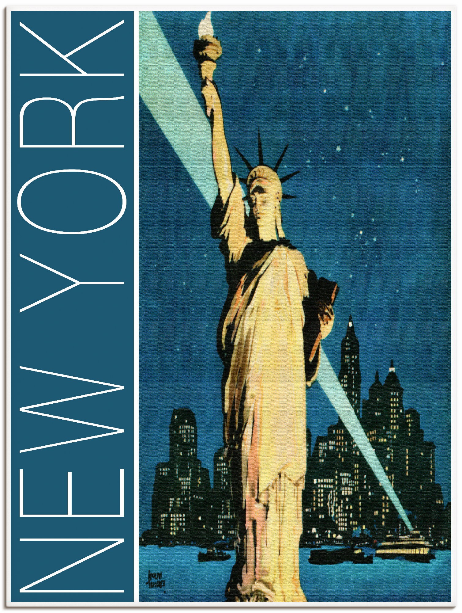 Artland Leinwandbild "New York Vintage Reiseplakat", Amerika, (1 St.), auf Keilrahmen gespannt