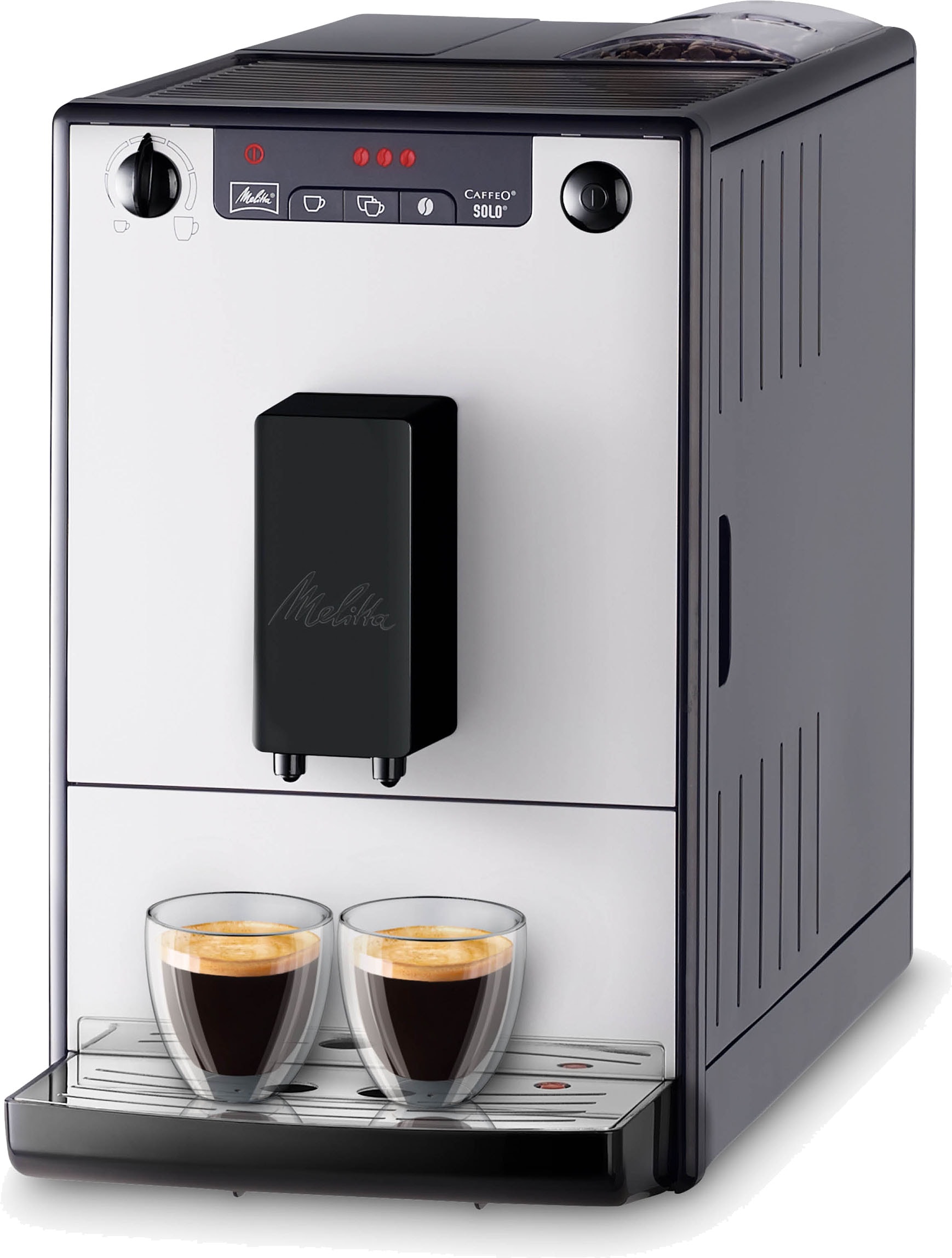 "MELITTA Kaffeevollautomat ""Solo E950-201, schwarz"", silber (silberfarben, schwarz), B:20cm H:30,3cm T:45,5cm, Kaffeevollautomaten, Perfekt für