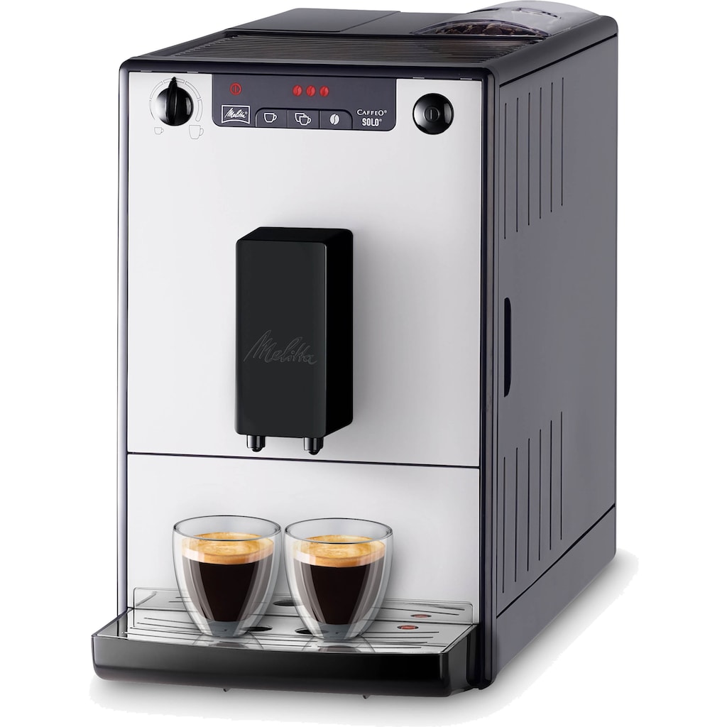 Melitta Kaffeevollautomat »Solo® 950-666, Pure Silver«, All-Black Details für die Optik, aromatischer Kaffee & Espresso bei nur 20cm Breite