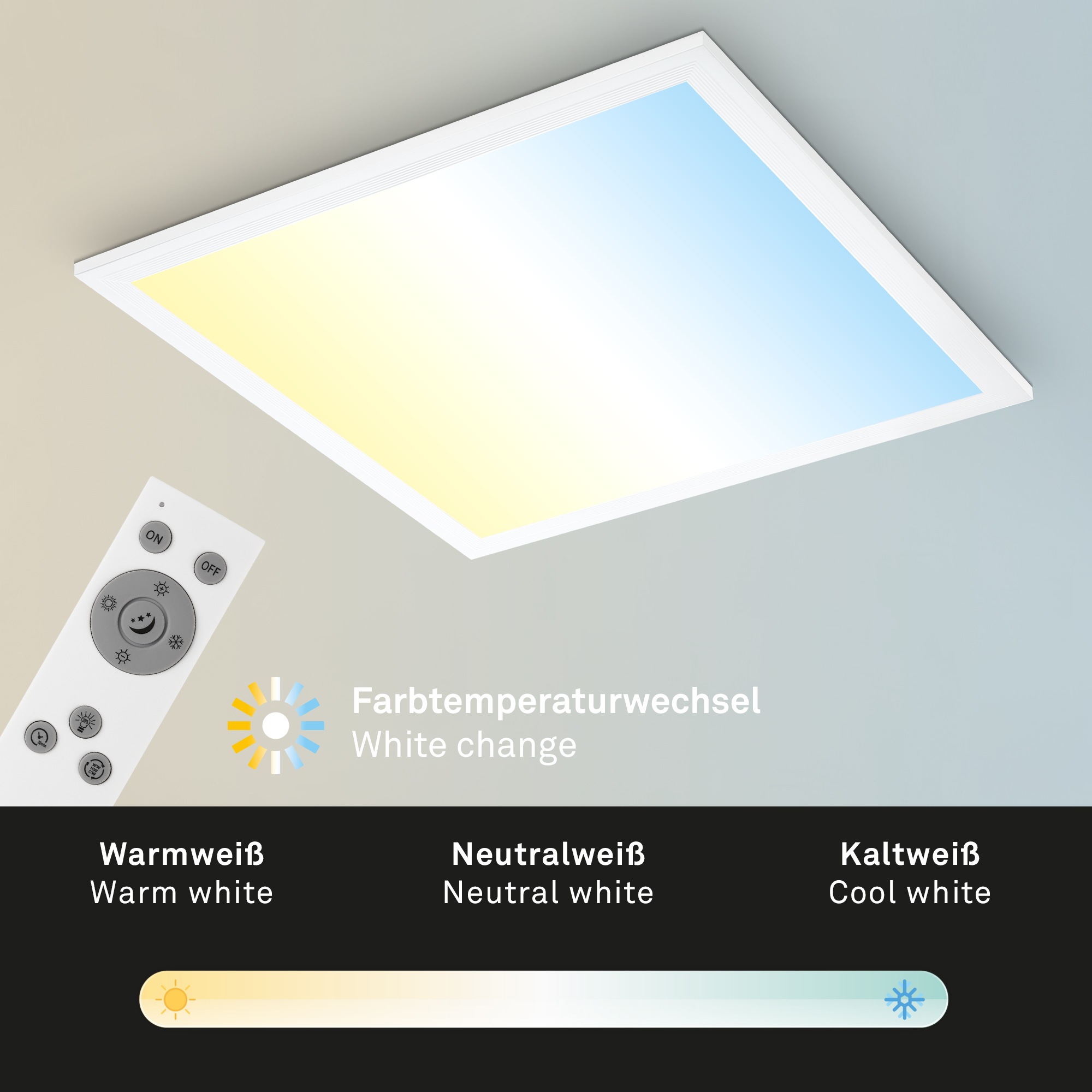 Briloner Leuchten LED Deckenleuchte »SIMPLE« LED-Modul 1 Stk. warmweiß - kaltweiß 38 x 38 x 6 cm, Wohnzimmer, Schlafzimmer, Flur
