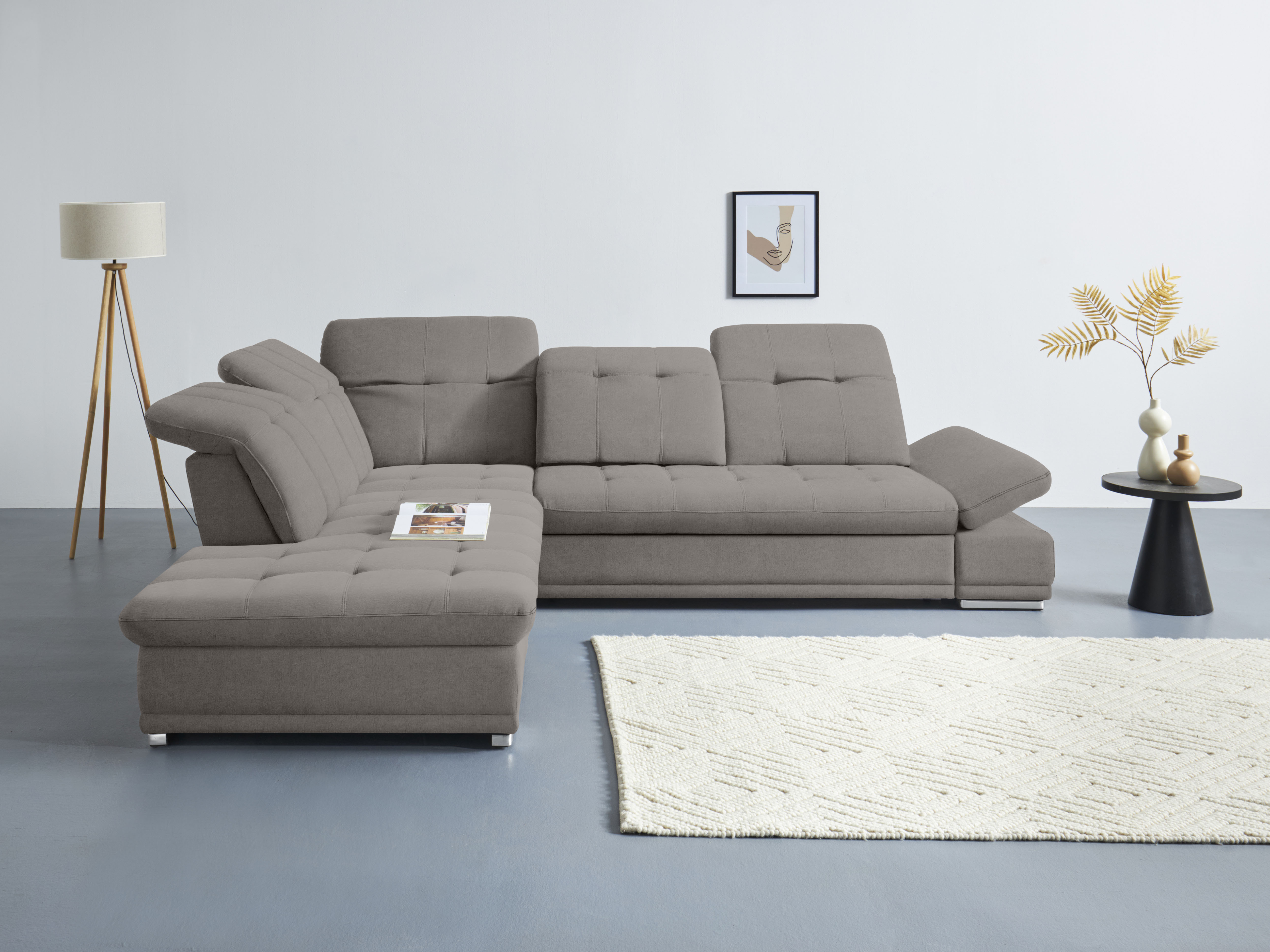 COTTA Ecksofa "Holiday L-Form mit Sitztiefen-, Armteil- und Kopfteilverstellung" wahlweise mit Schlaffunktion & Bettkasten