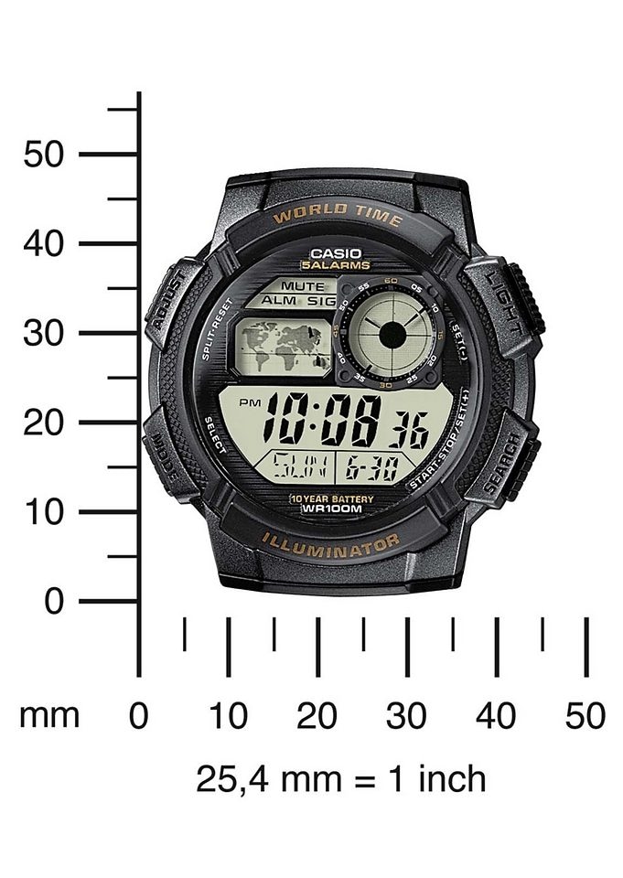 CASIO TIMELESS COLLECTION Chronograph »AE-1000W-1AVEF«, Quarzuhr,Armbanduhr,Herrenuhr,Digitaluhr, bis 10 ar wasserd.,Weltzeit