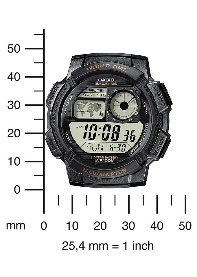 Casio à quartz Montre-bracelet AE-1000W-1AVEF (L x l x H) 48.1 x 43.7 x 13.7 mm noir Matériau du boîtier=Résine Matériau (bracelet)=Résine 4