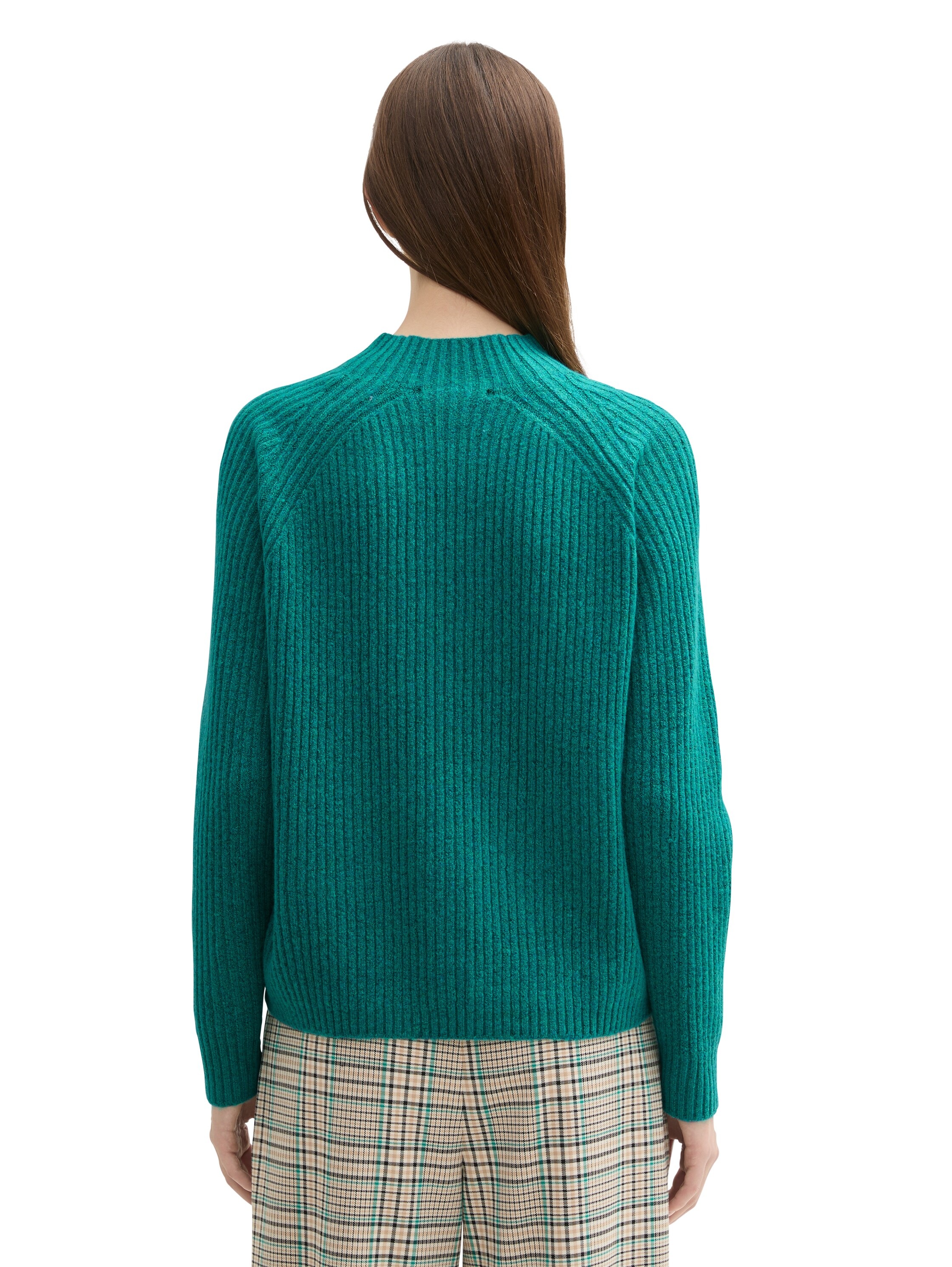TOM TAILOR Denim Stehkragenpullover, mit Rippstruktur