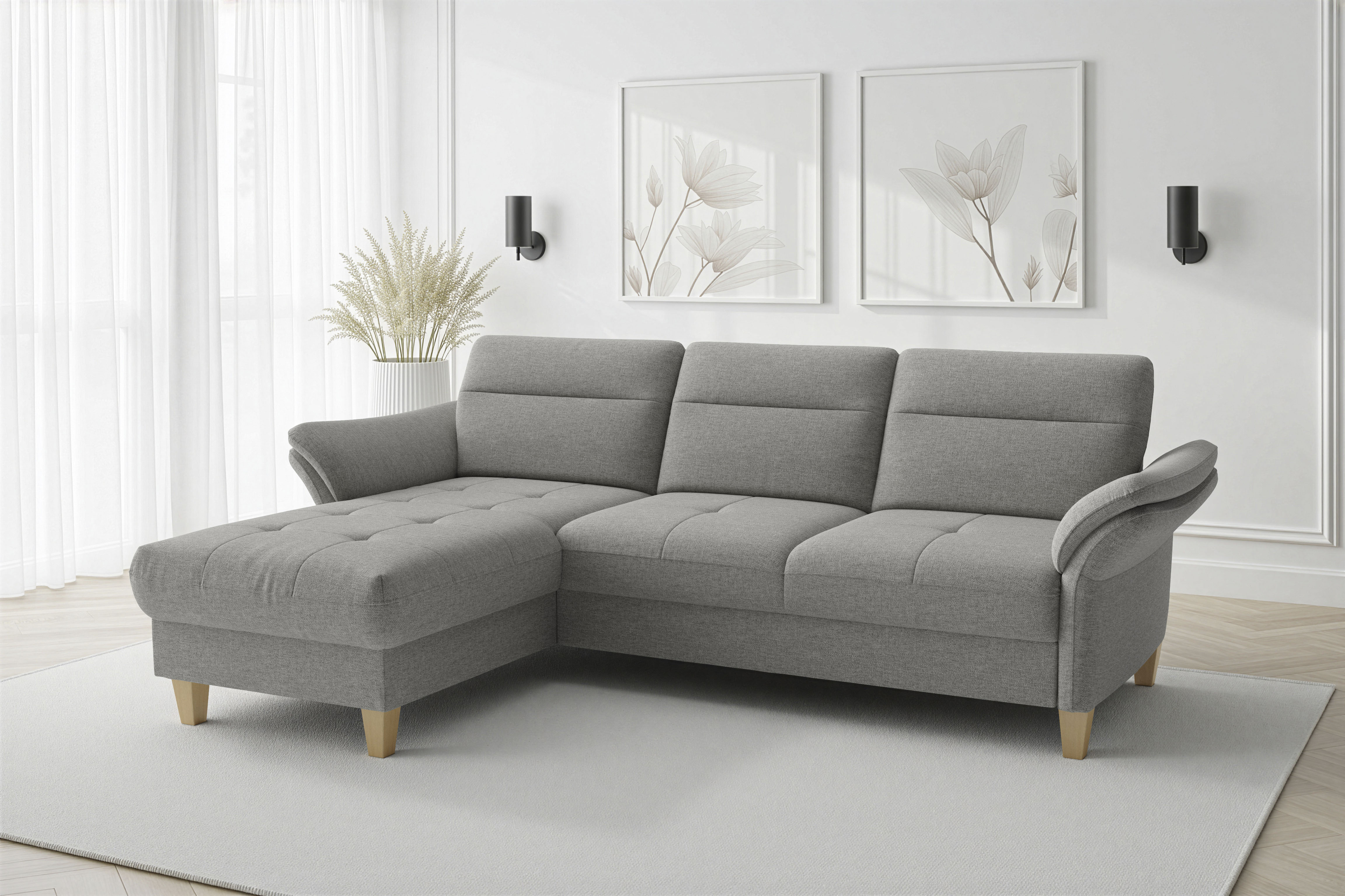 sit&more Ecksofa "Pamela L-Form, B: 230 cm, optional Schlaffunktion & Bettkasten" mit Federkern