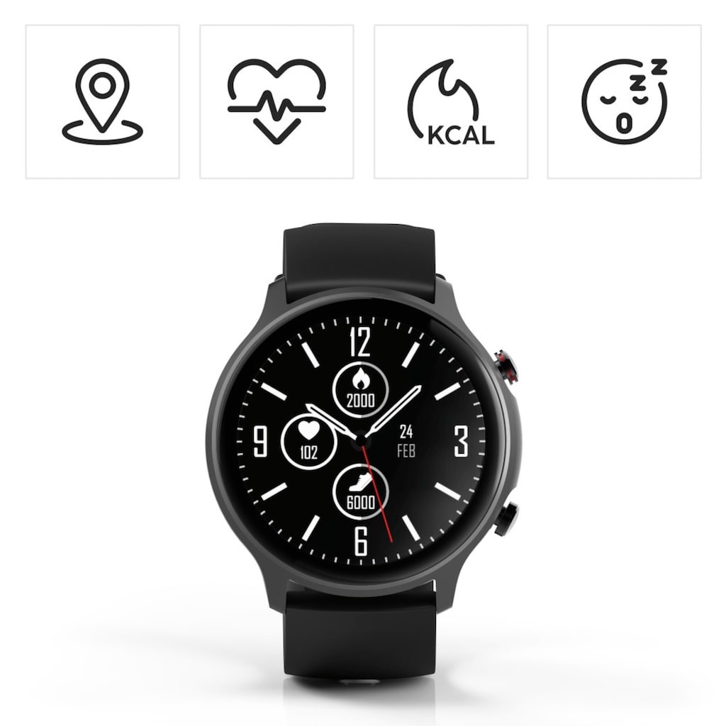 Hama Smartwatch »Smartwatch Herren GPS Pulsmessung, Blutsauerstoff, Herzfrequenz, Timer«