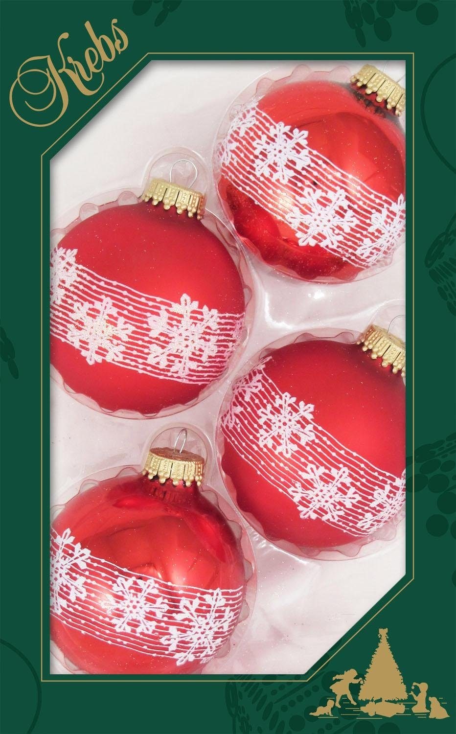 4 Lauscha Krebs St.), BAUR »Schneekristall, bestellen Glas Christbaumschmuck«, Christbaumkugeln Weihnachtsdeko (Set, rot, Glas | Weihnachtsbaumkugel aus