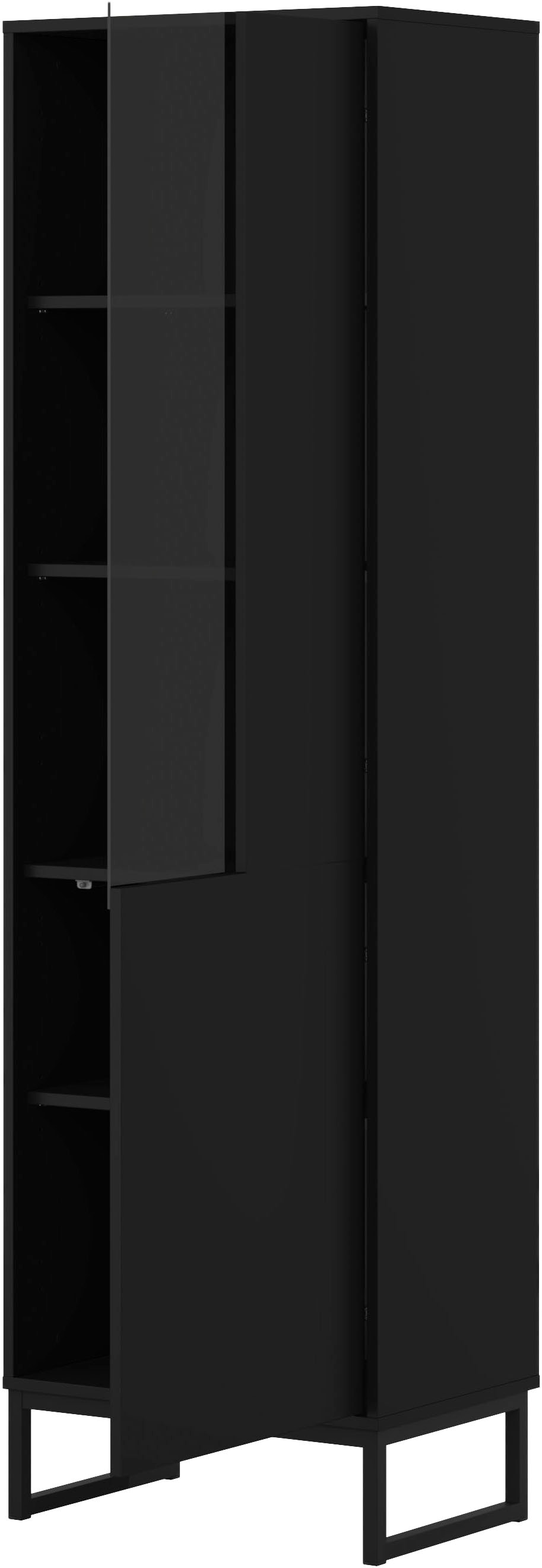 OTTO home Vitrine »Olbia, Höhe 180cm, Standvitrine mit Glastür, Metallkufen, push-to-open« Hochschrank mit viel Stauraum, Glastür, verstellbaren Einlegeböden