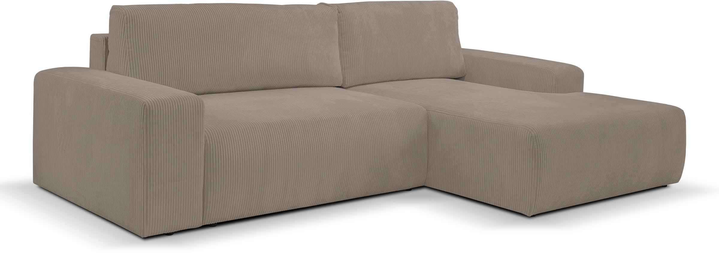 WERK2 Ecksofa »Hugo-L L-Form«, Design Ecksofa in Cord mit Schlaffunktion & Bettkasten