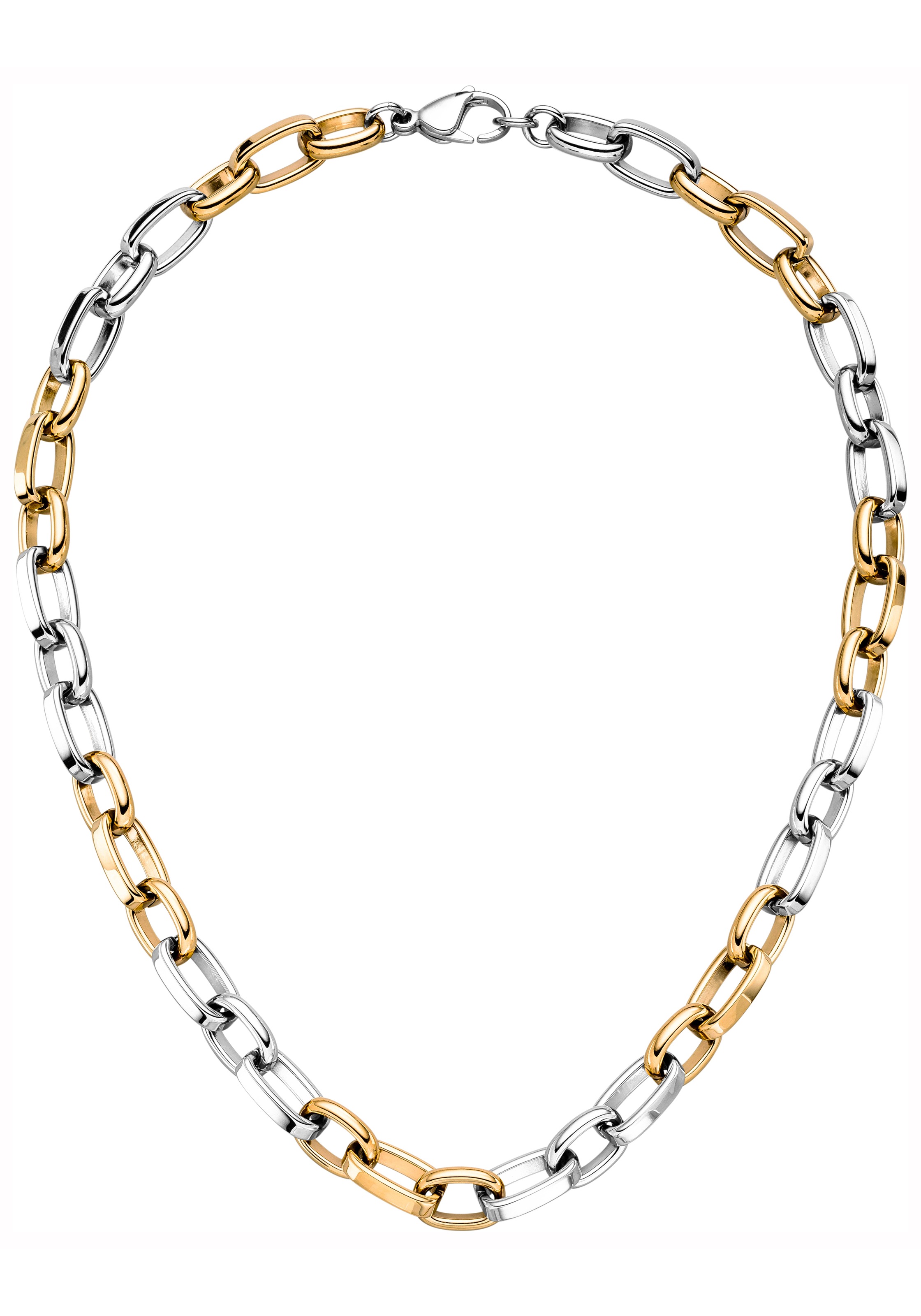 Statementkette JOBO "Kette Statement 10 mm", bicolor, Halsketten, Damen, Edelstahl, L: 48, Statementkette, Edelstahl oder Bicolor-Optik 48 cm