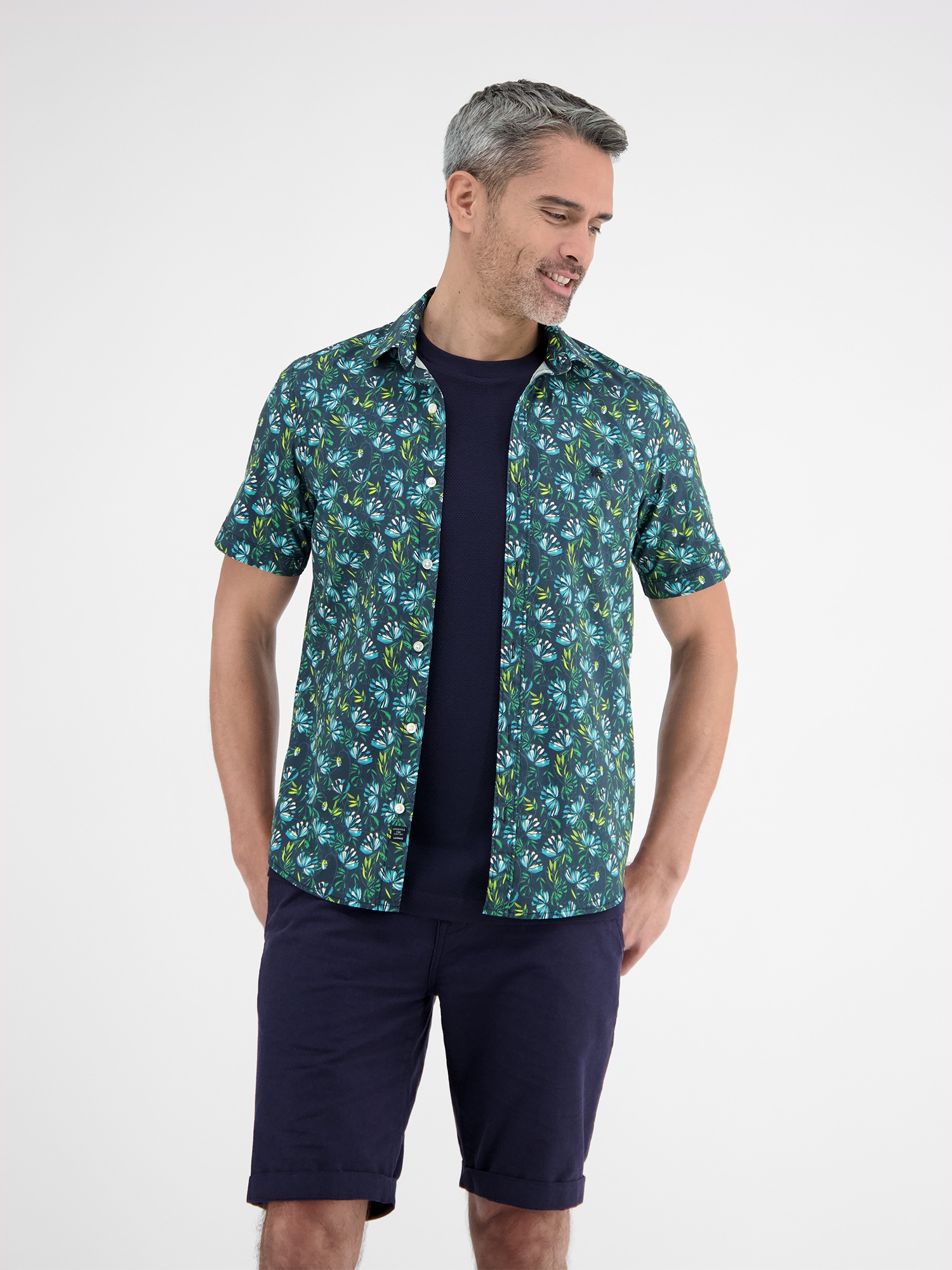 LERROS Kurzarmhemd "LERROS Herren Poplin-Stretchhemd, floral gemustert" günstig online kaufen