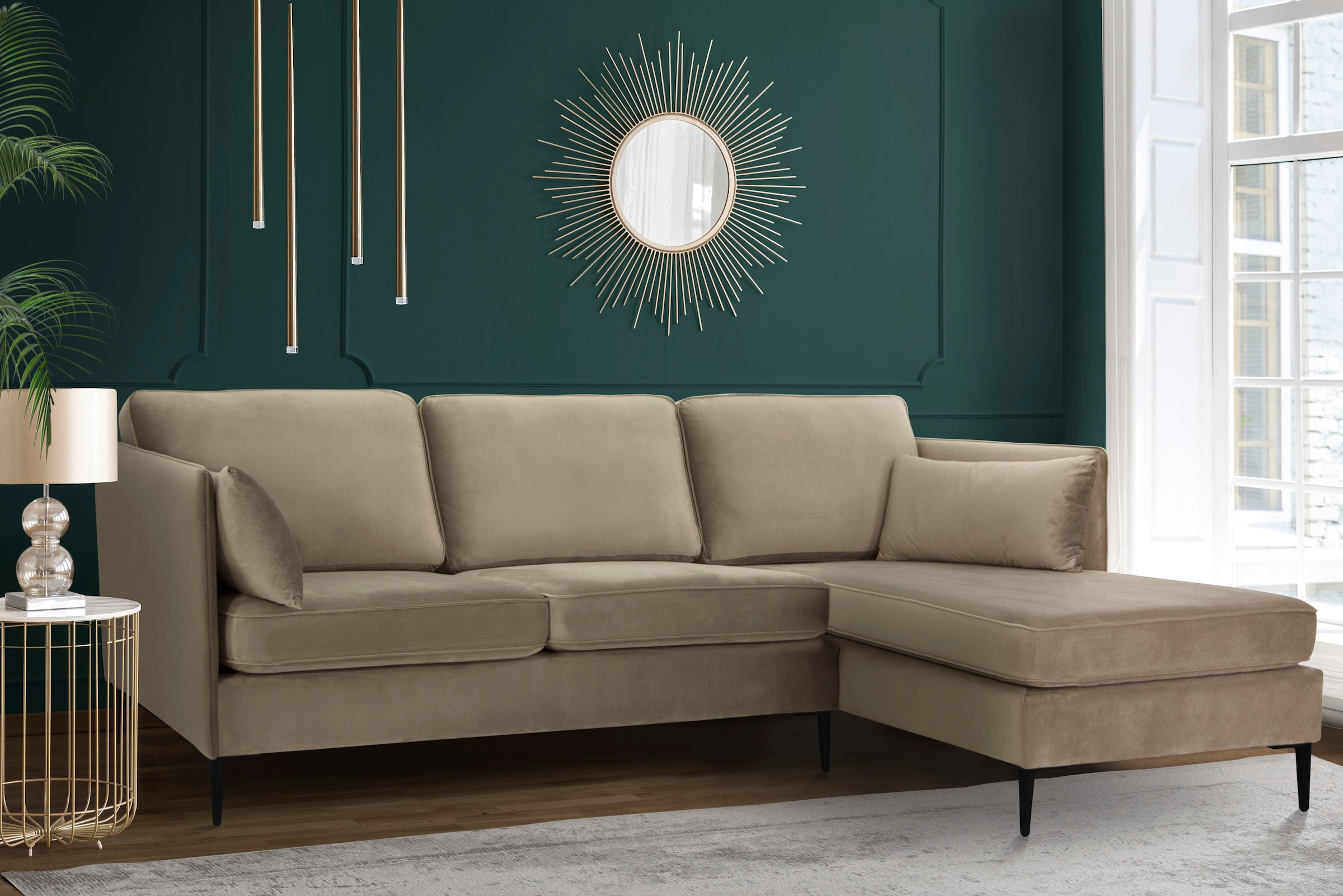 Home affaire Ecksofa "Light L-Form" inklusive loser Zierkissen, mit schmale günstig online kaufen