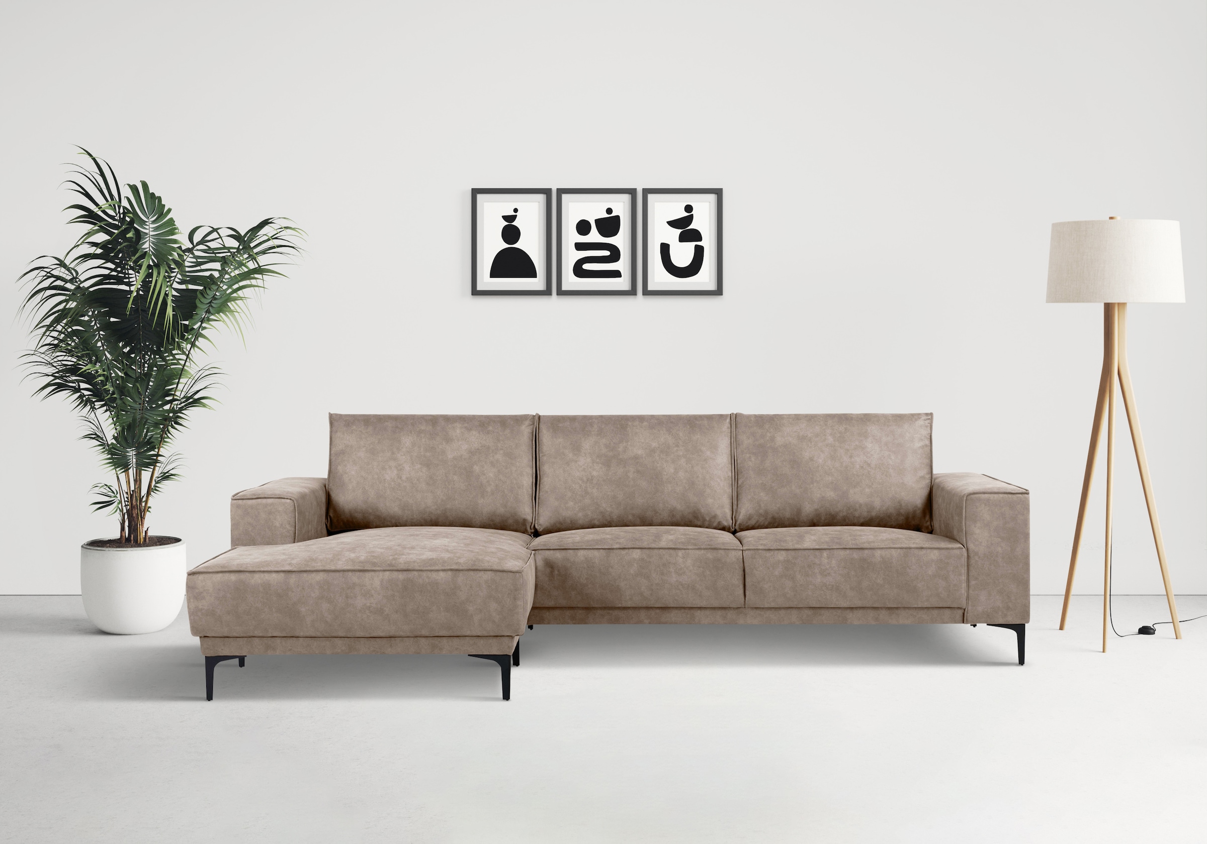 Places of Style Ecksofa "Polsterecke Oland, Struktur, Flachgewebe, Luxus-Mi günstig online kaufen