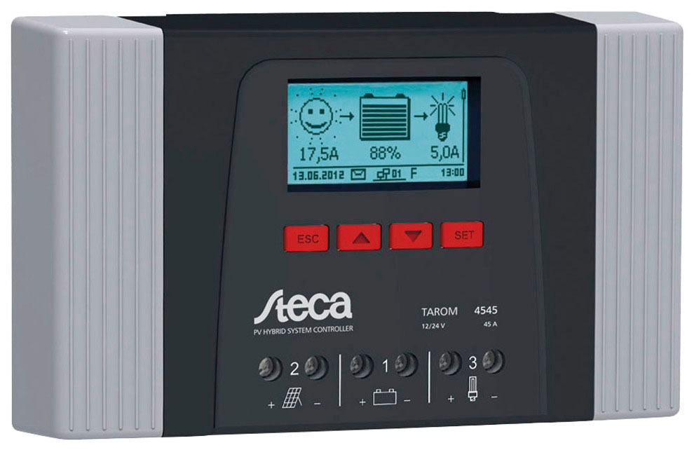 VICTRON ENERGY Solarladeregler "Steca Tarom 4545-12/24", B:21,8cm H:13,4cm T:6,5cm, grau, Spannungsregler