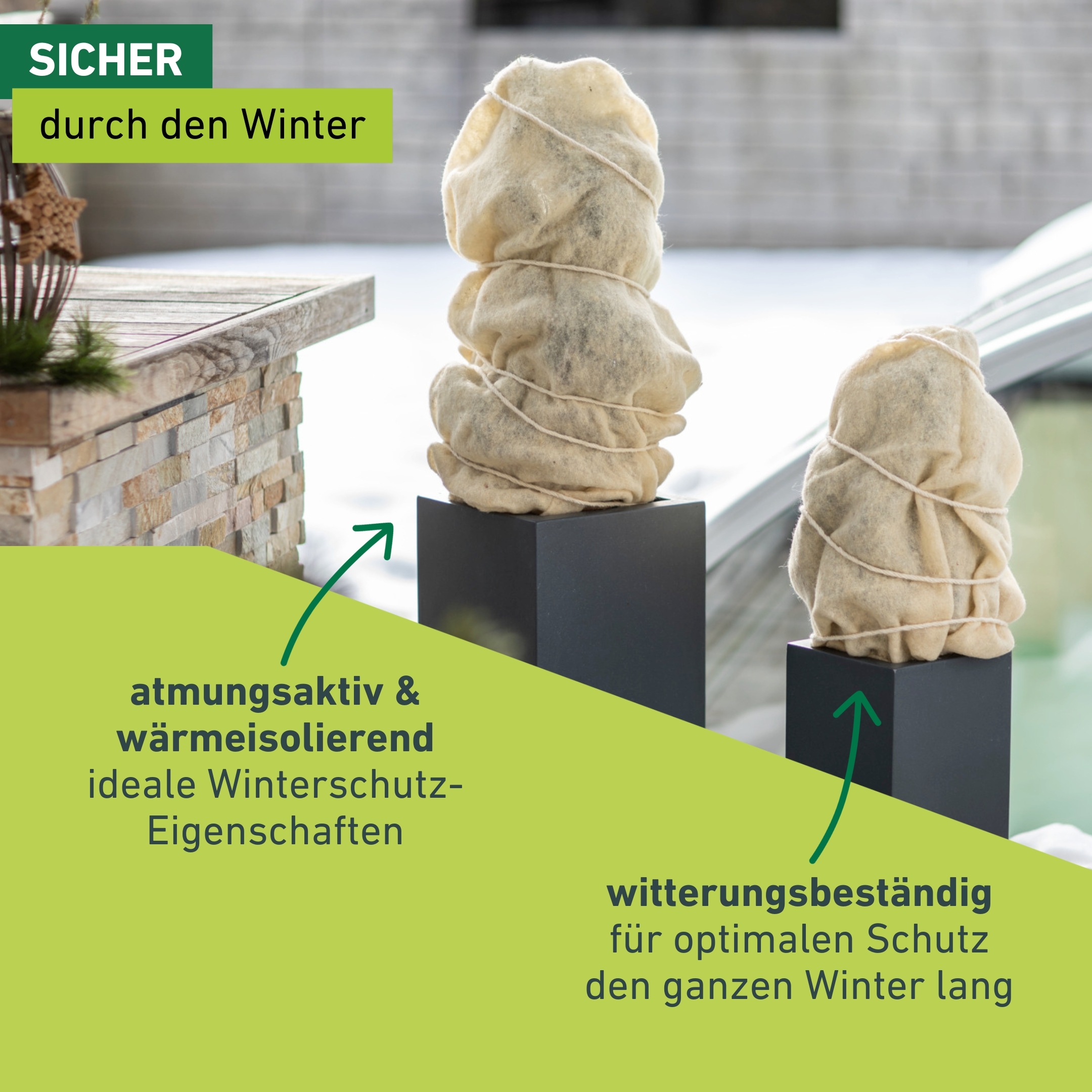 Windhager Winterschutzvlies »aus Schafswolle, Vliesdecke für Pflanzen« 1 Stk. tlg. Kälteschutz Matte gegen Wind und Frost, 2 x 1 m, 100 g/m², weiß
