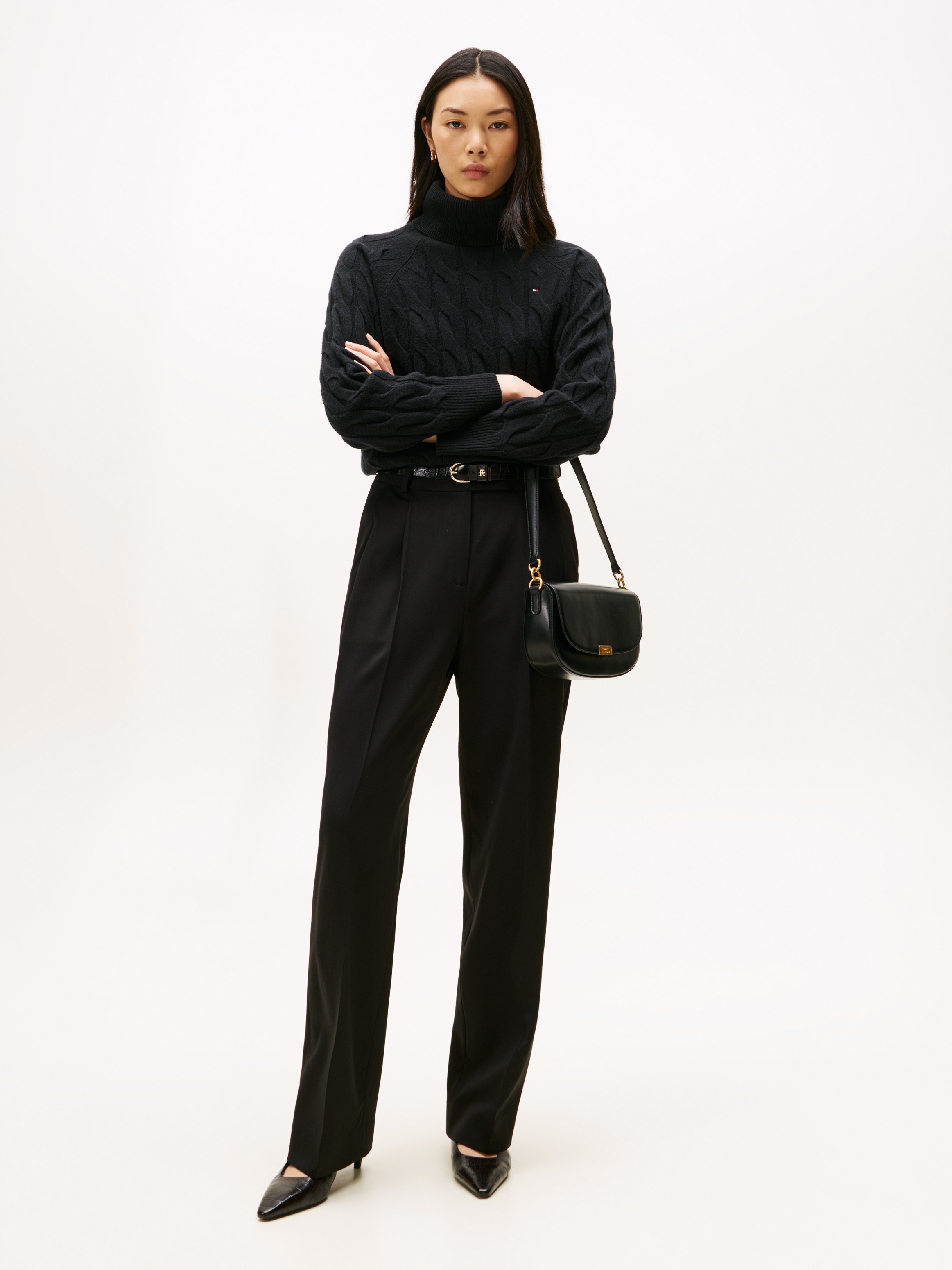 Thumbnail - Tommy Hilfiger Rollkragenpullover "SOFT WOOL CABLE ROLL-NK LS SWT" mit Zopfmuster, aus reiner Wolle