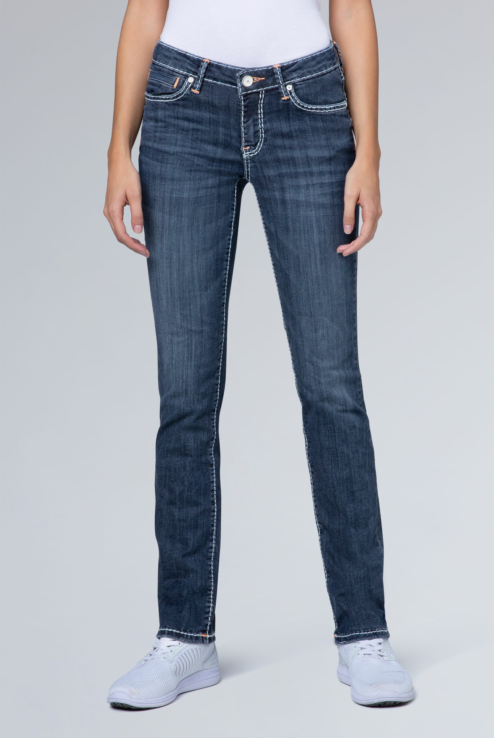 SOCCX Regular-fit-Jeans, mit Kontrast-Steppungen